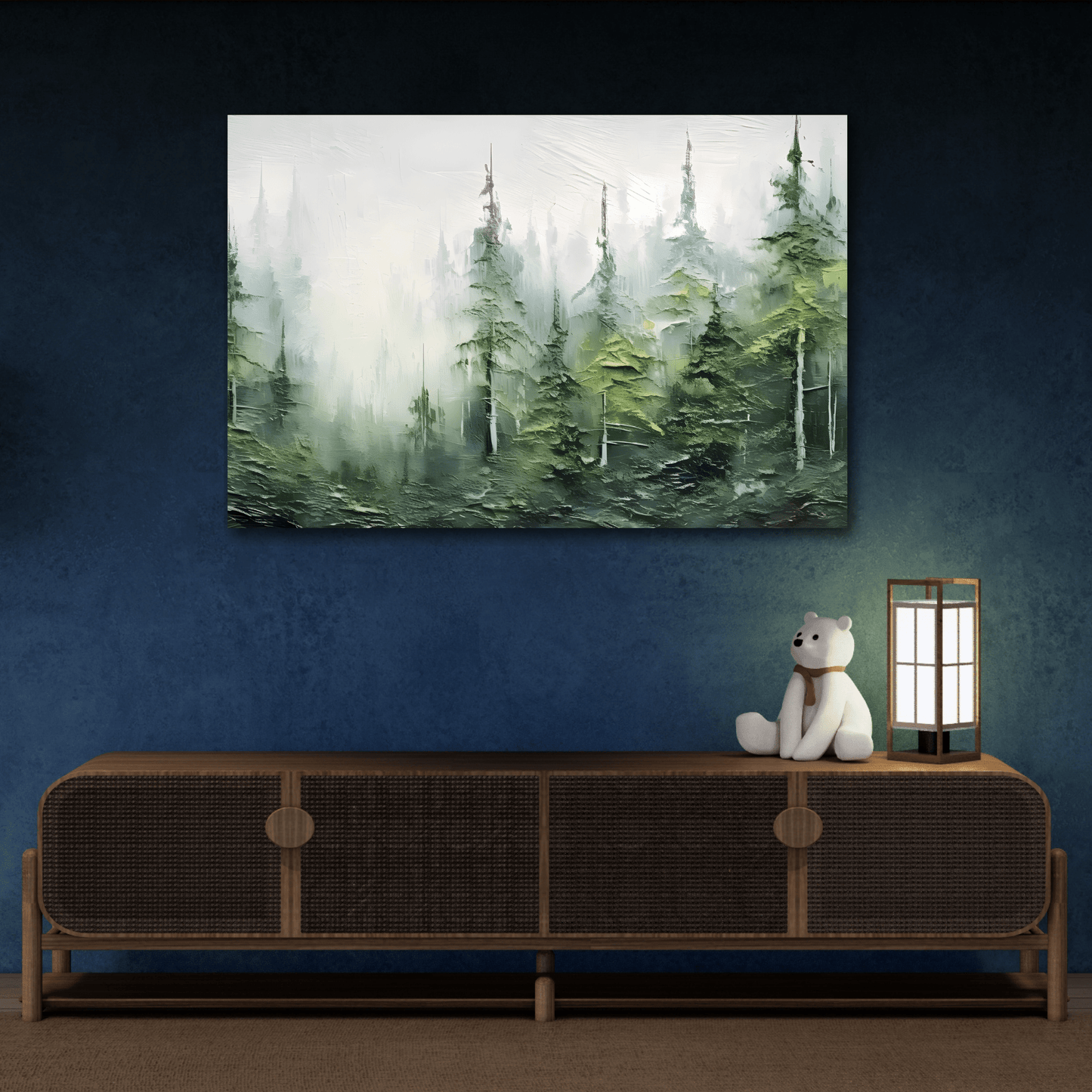 Abstract Green Forest Plant Canvas Print, Fashion Tree Wall Art