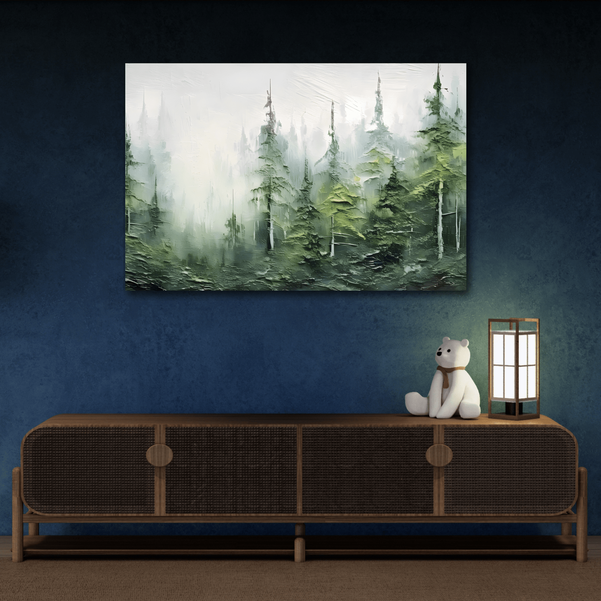 Abstract Green Forest Plant Canvas Print, Fashion Tree Wall Art