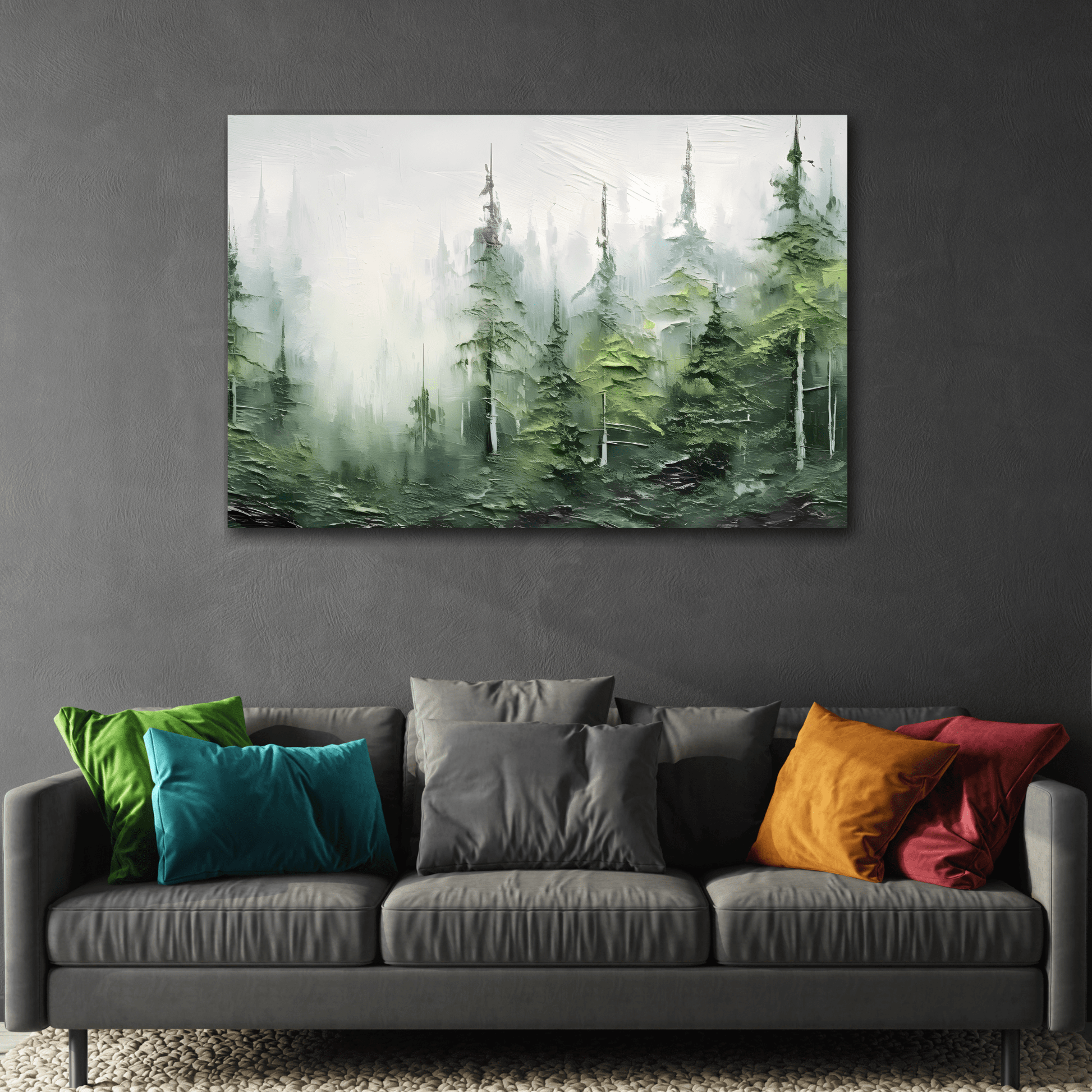 Abstract Green Forest Plant Canvas Print, Fashion Tree Wall Art