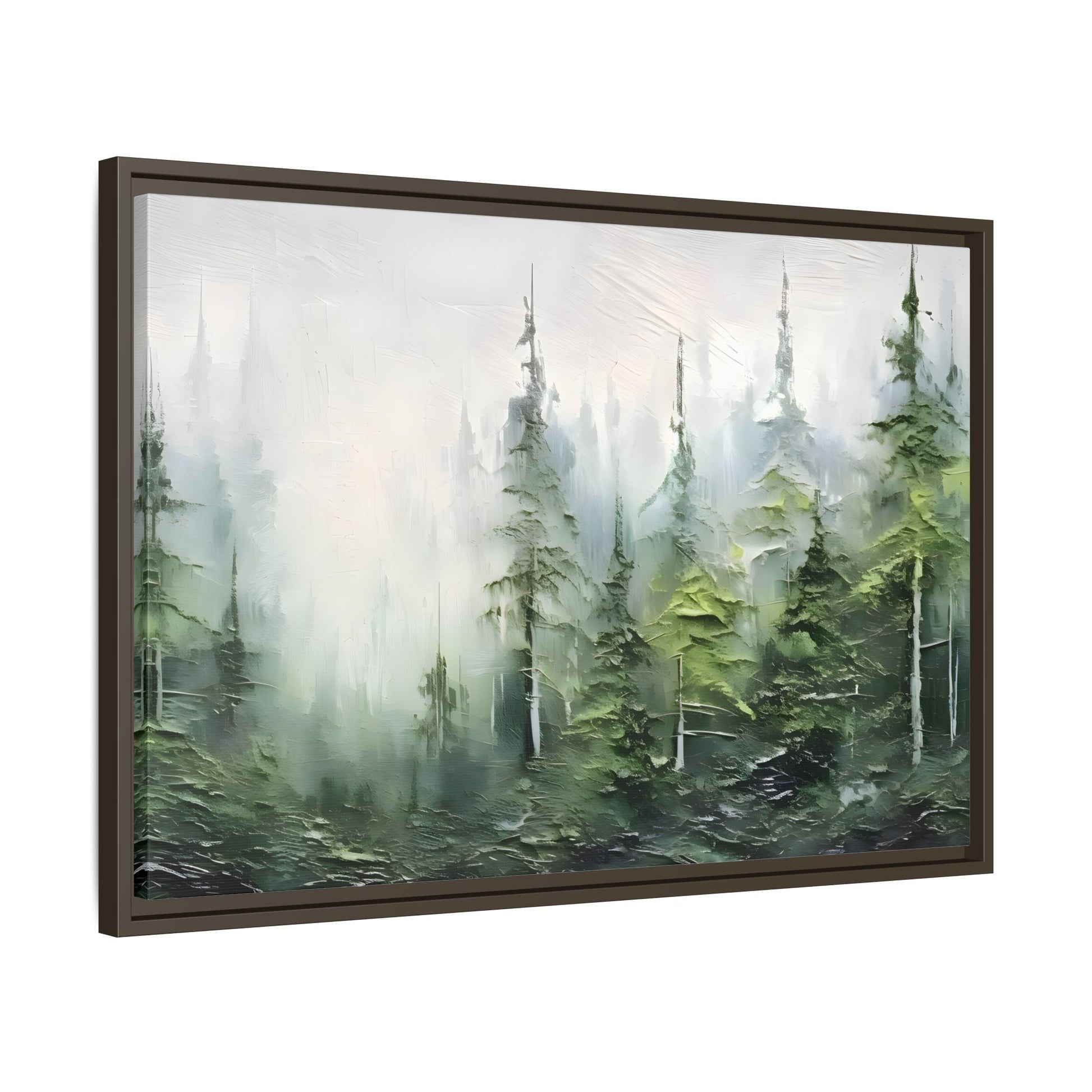 Abstract Green Forest Trees Large Framed Canvas Wall Art Print