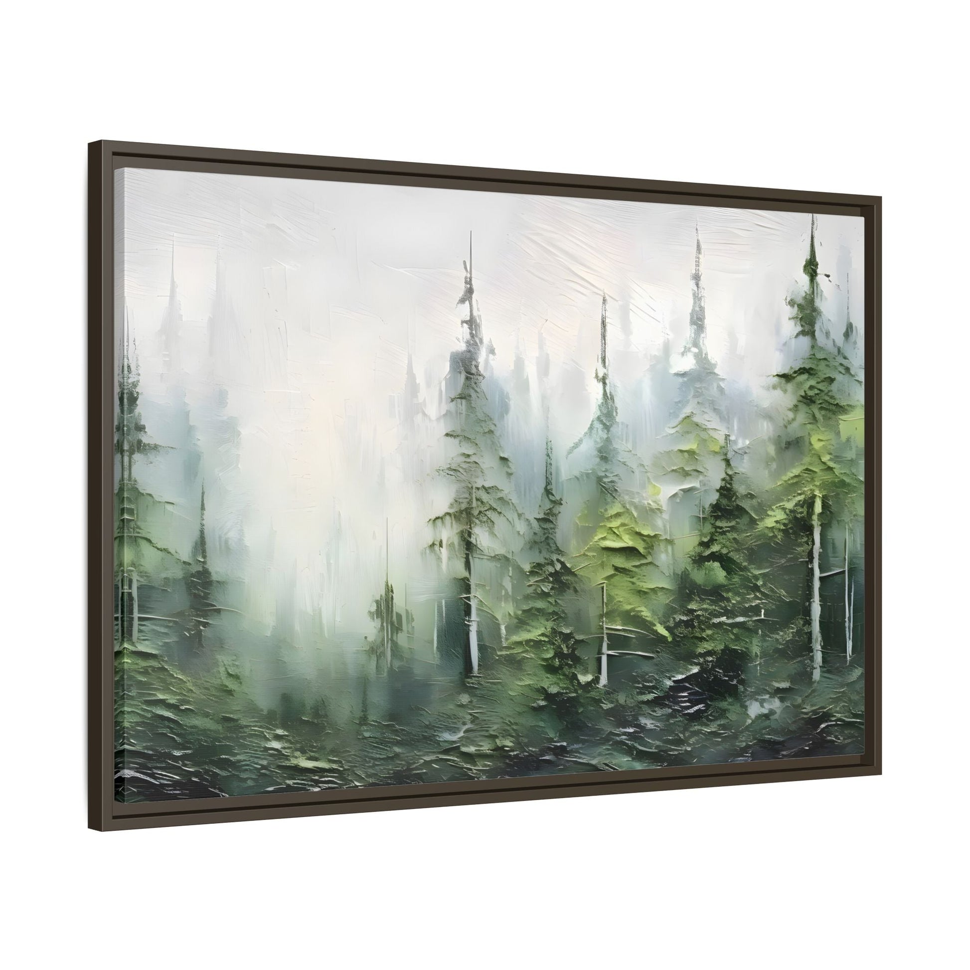 Abstract Green Forest Trees Large Framed Canvas Wall Art Print
