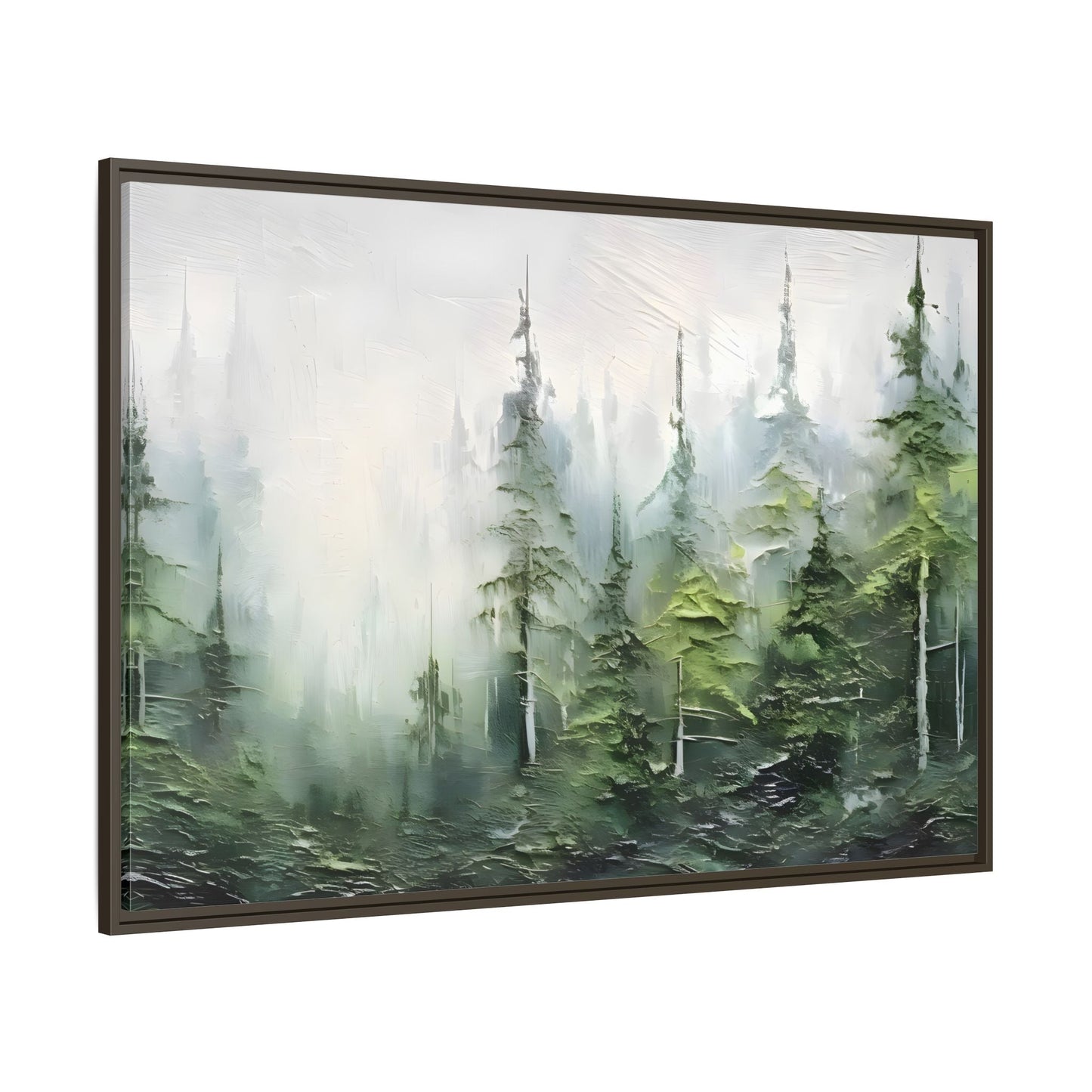 Abstract Green Forest Trees Large Framed Canvas Wall Art Print