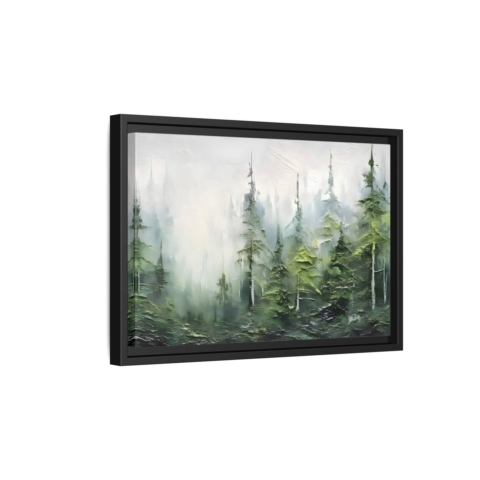 Abstract Green Forest Trees Large Framed Canvas Wall Art Print