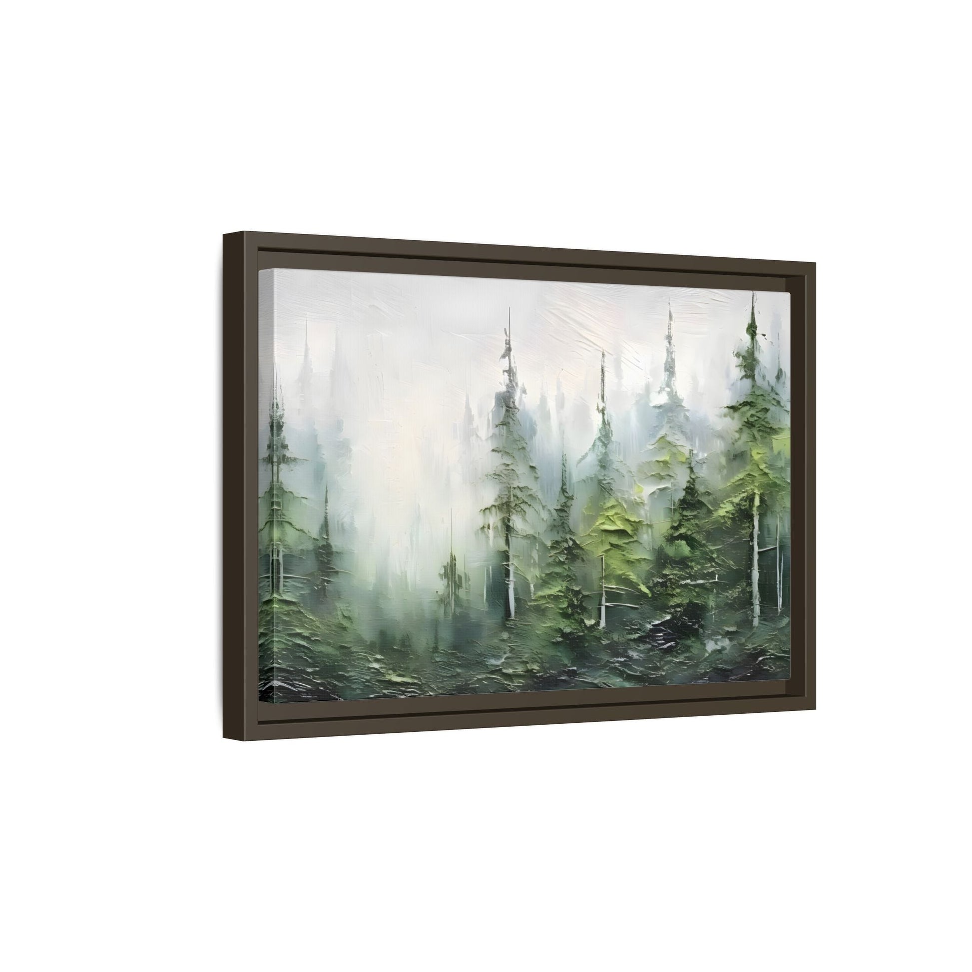 Abstract Green Forest Trees Large Framed Canvas Wall Art Print