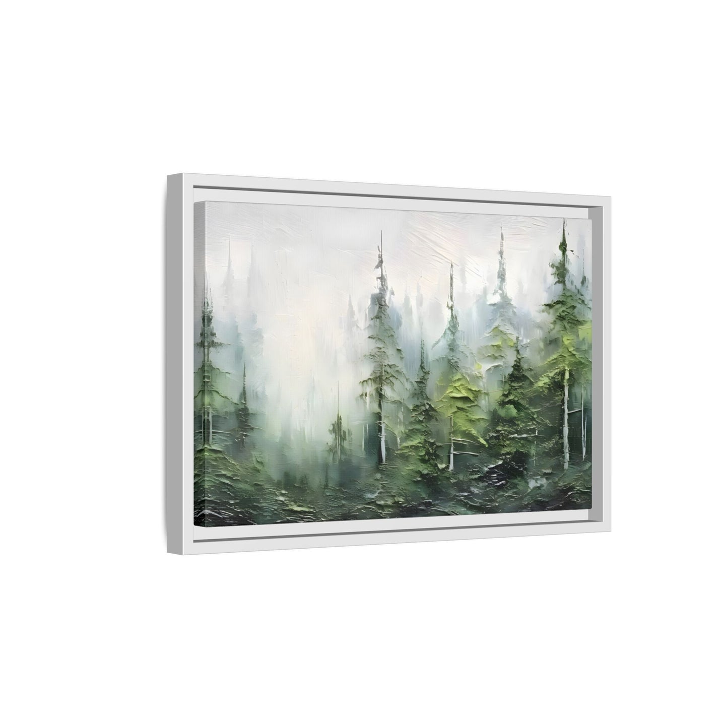 Abstract Green Forest Trees Large Framed Canvas Wall Art Print