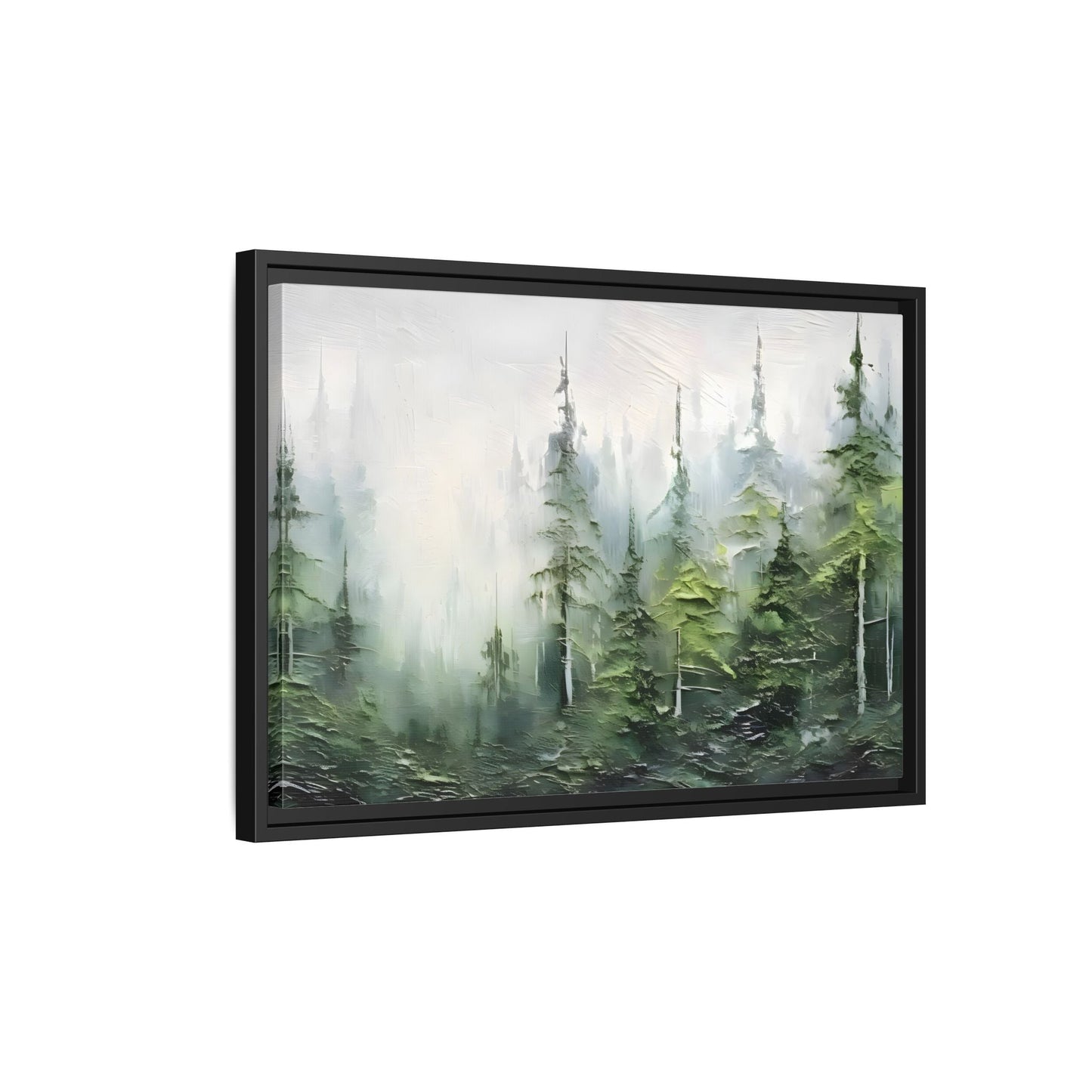 Abstract Green Forest Trees Large Framed Canvas Wall Art Print