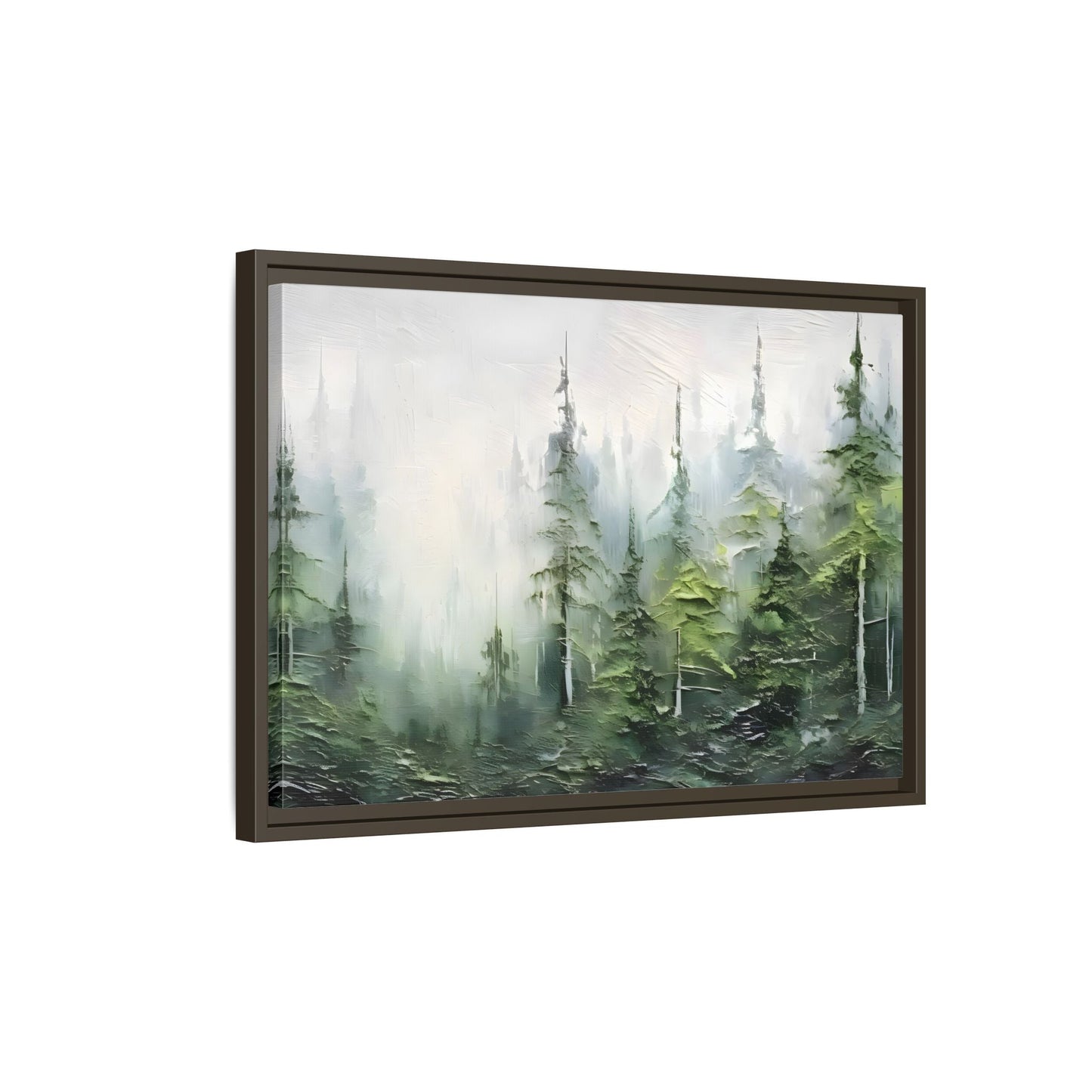 Abstract Green Forest Trees Large Framed Canvas Wall Art Print