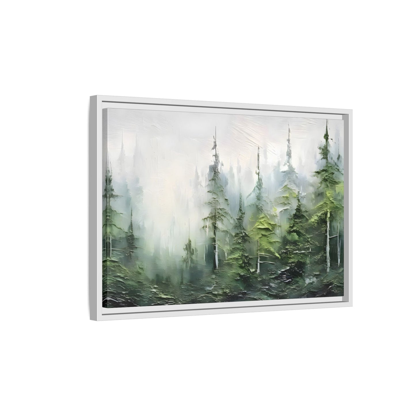 Abstract Green Forest Trees Large Framed Canvas Wall Art Print