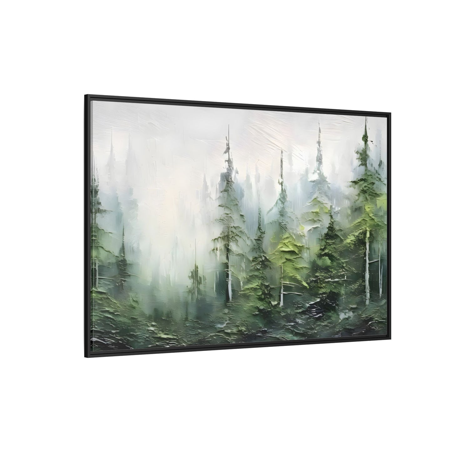 Abstract Green Forest Trees Large Framed Canvas Wall Art Print