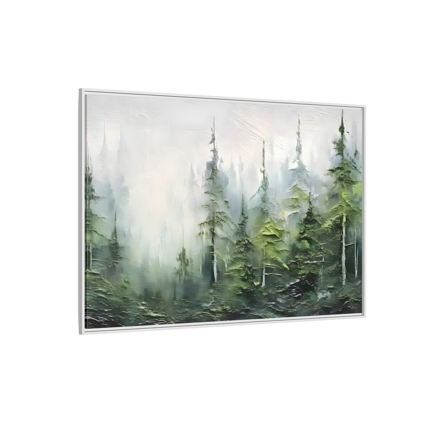 Abstract Green Forest Trees Large Framed Canvas Wall Art Print