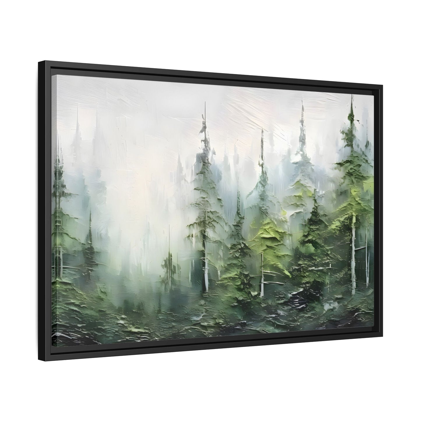 Abstract Green Forest Trees Large Framed Canvas Wall Art Print