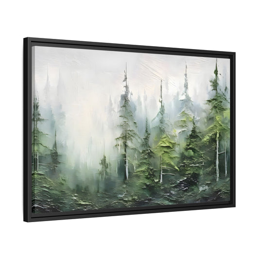 Abstract Green Forest Trees Large Framed Canvas Wall Art Print
