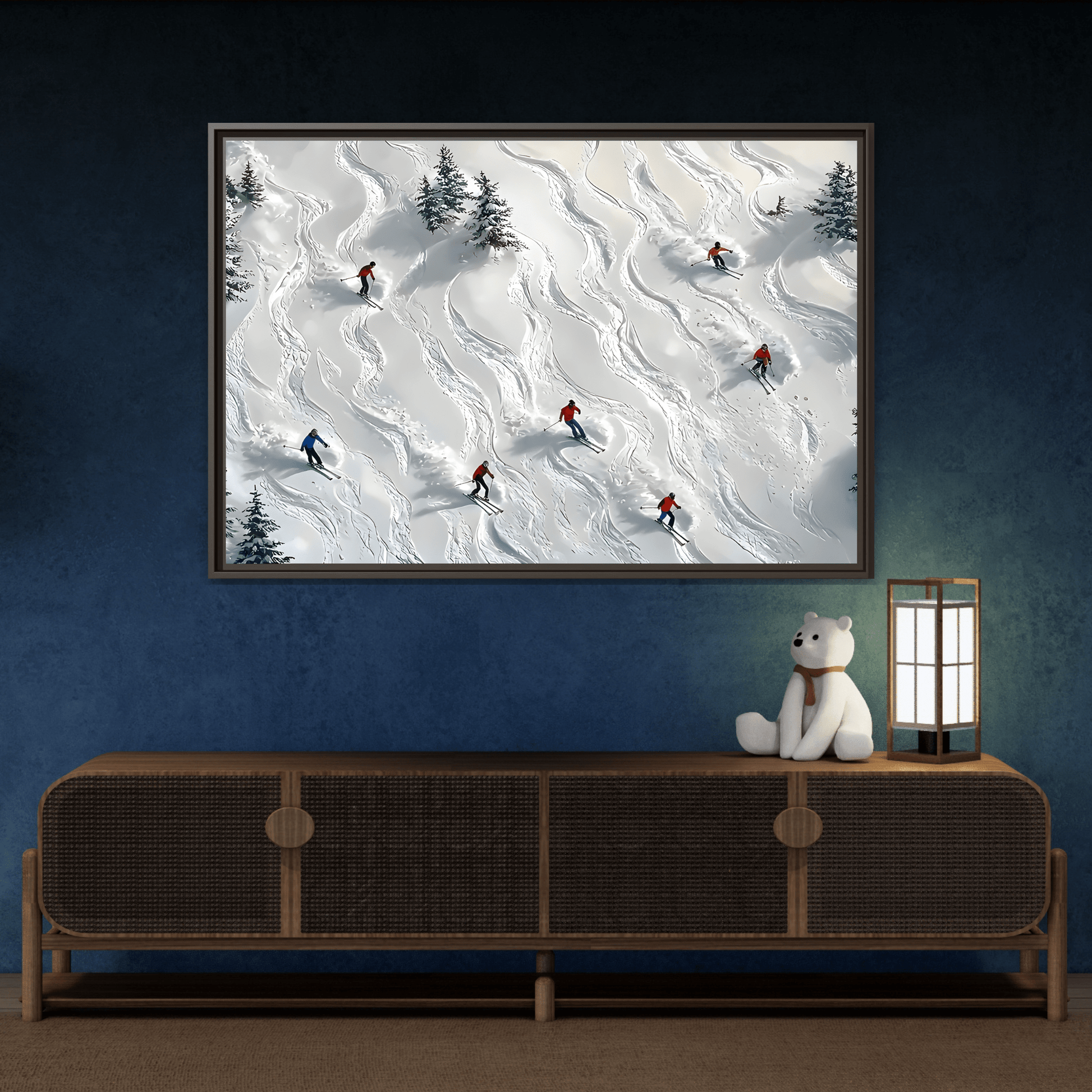 Abstract Large Skiing Sport Canvas Winter Skiers Wall Art Prints