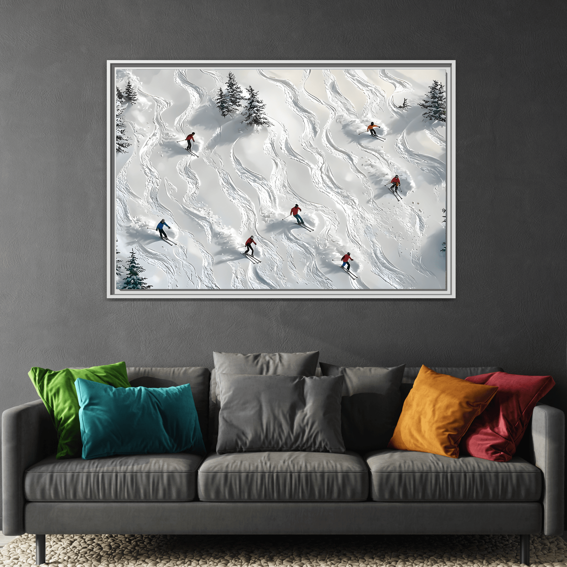 Abstract Large Skiing Sport Canvas Winter Skiers Wall Art Prints