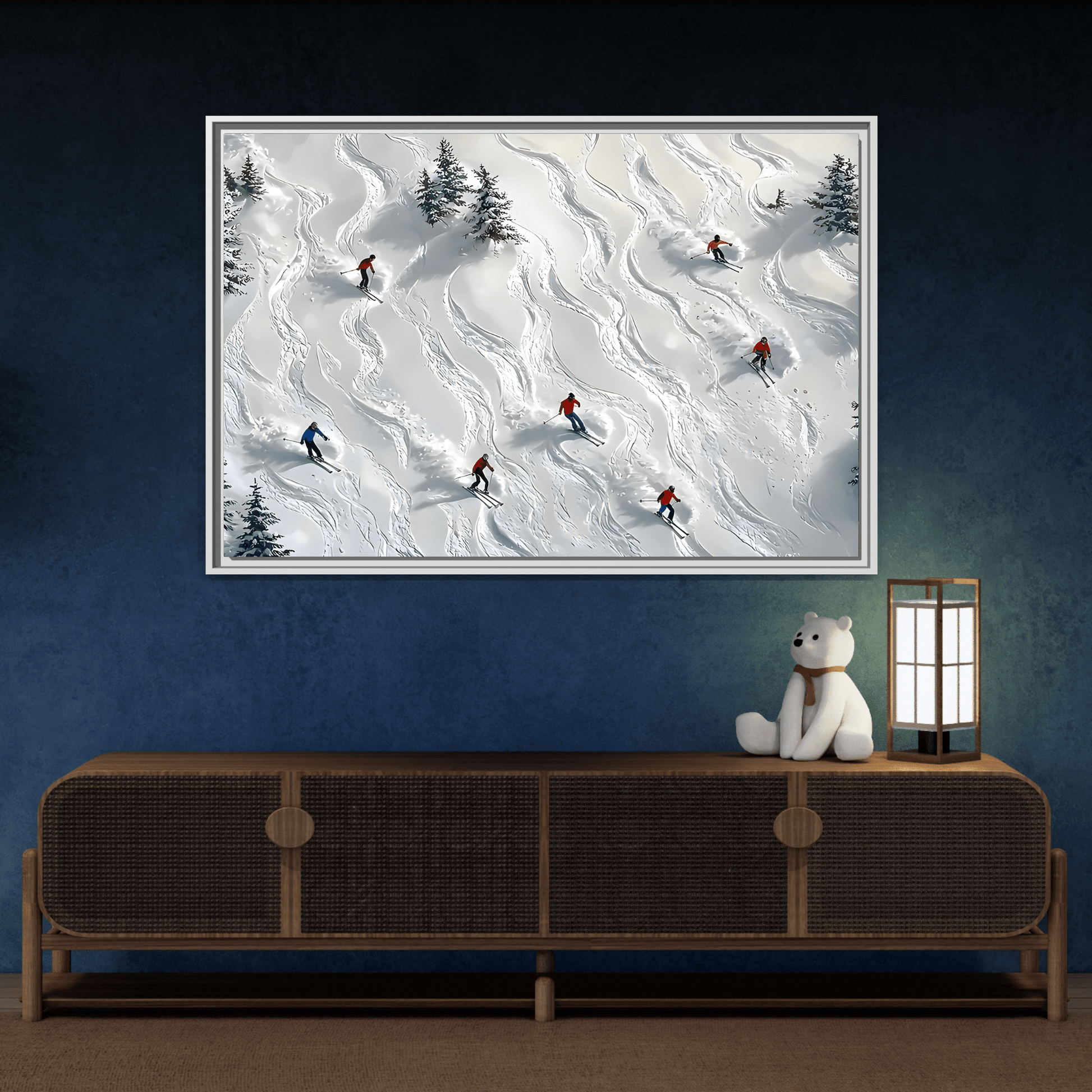 Abstract Large Skiing Sport Canvas Winter Skiers Wall Art Prints