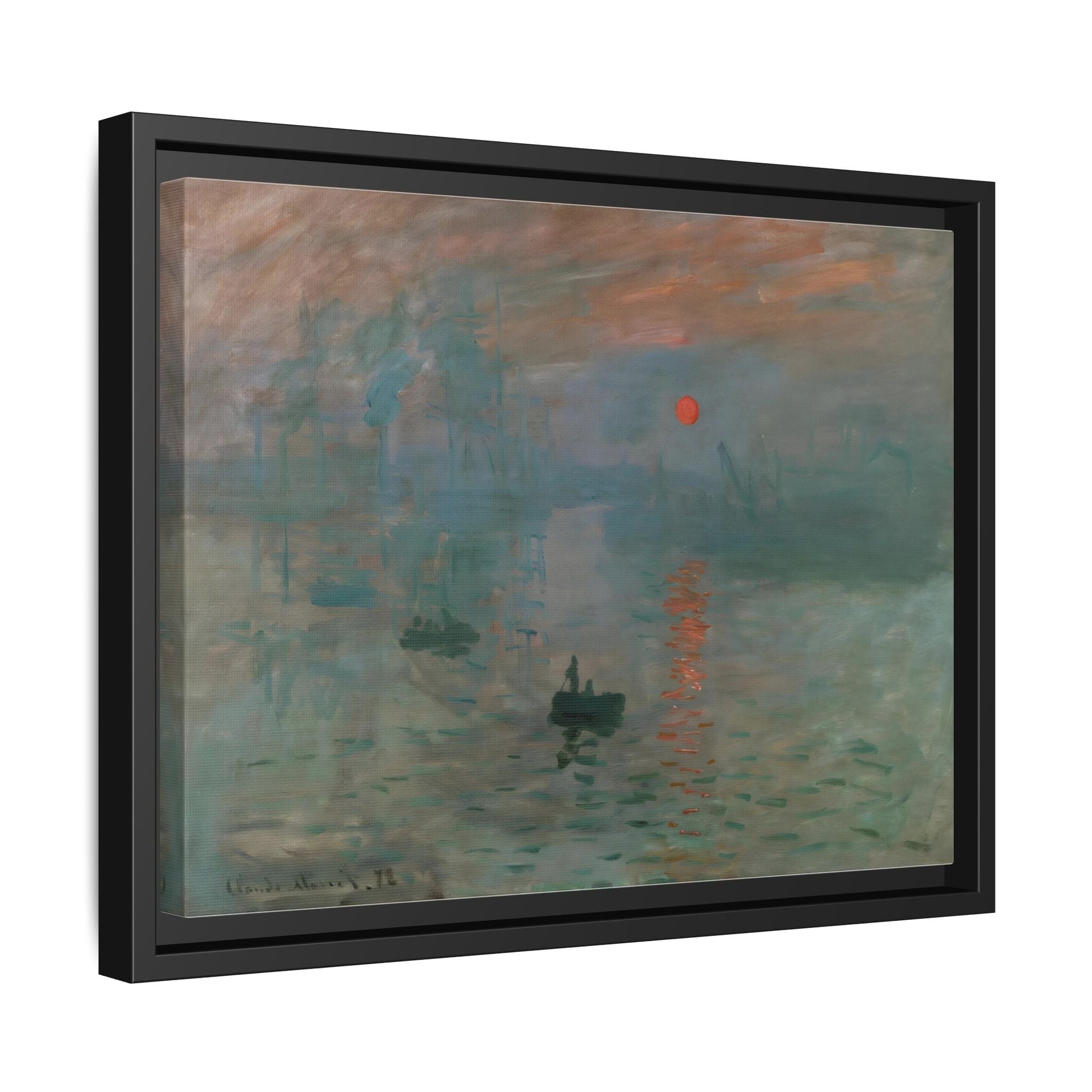 Abstract Monet Sunrise Canvas Wall Art Print - Framed Reproduction Prints