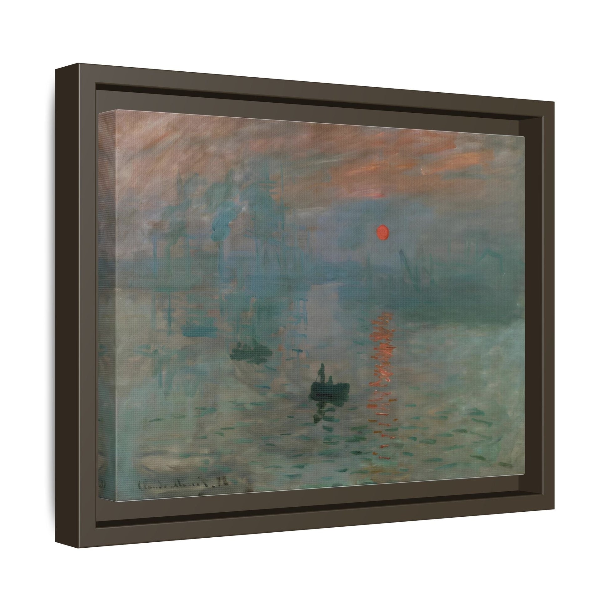 Abstract Monet Sunrise Canvas Wall Art Print - Framed Reproduction Prints