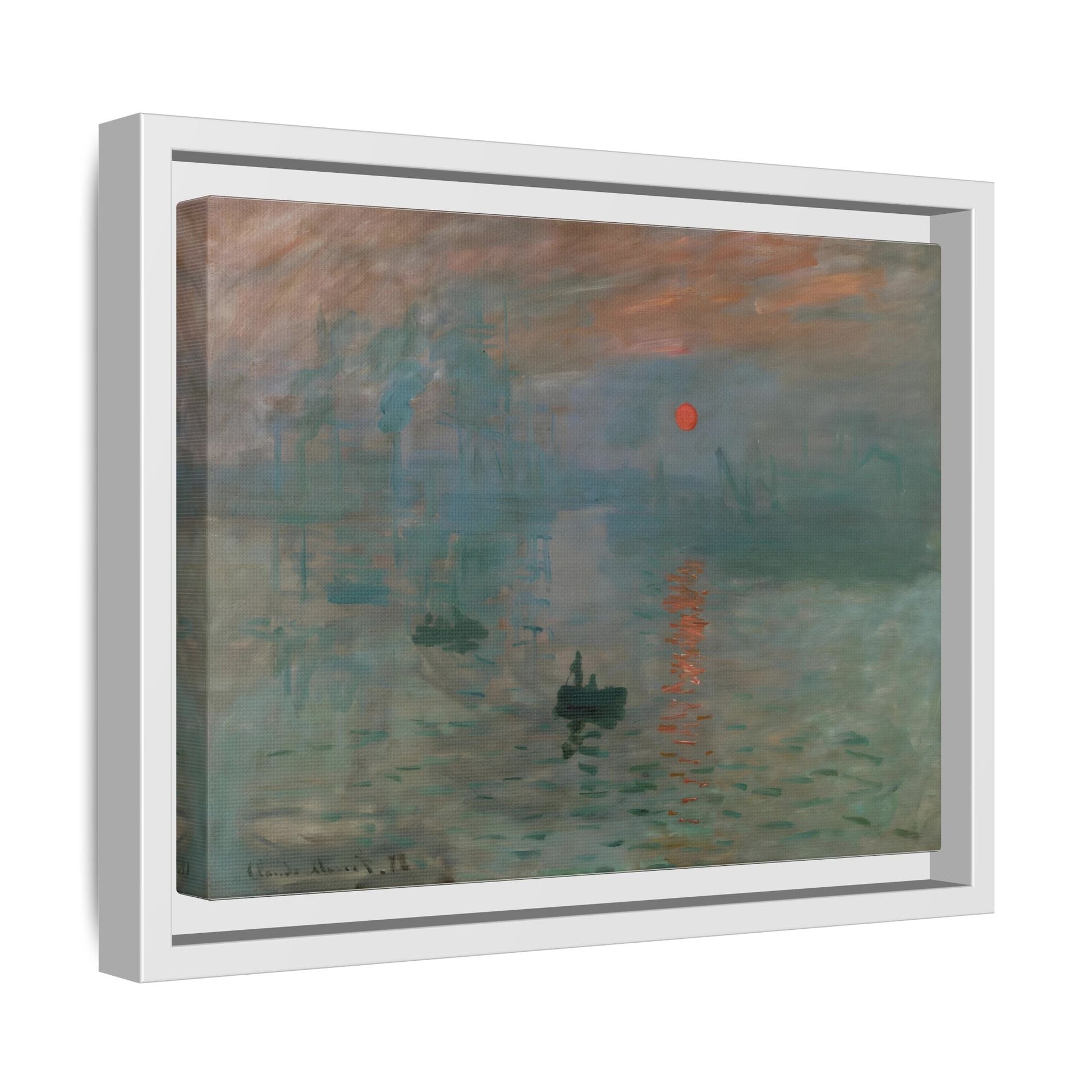 Abstract Monet Sunrise Canvas Wall Art Print - Framed Reproduction Prints