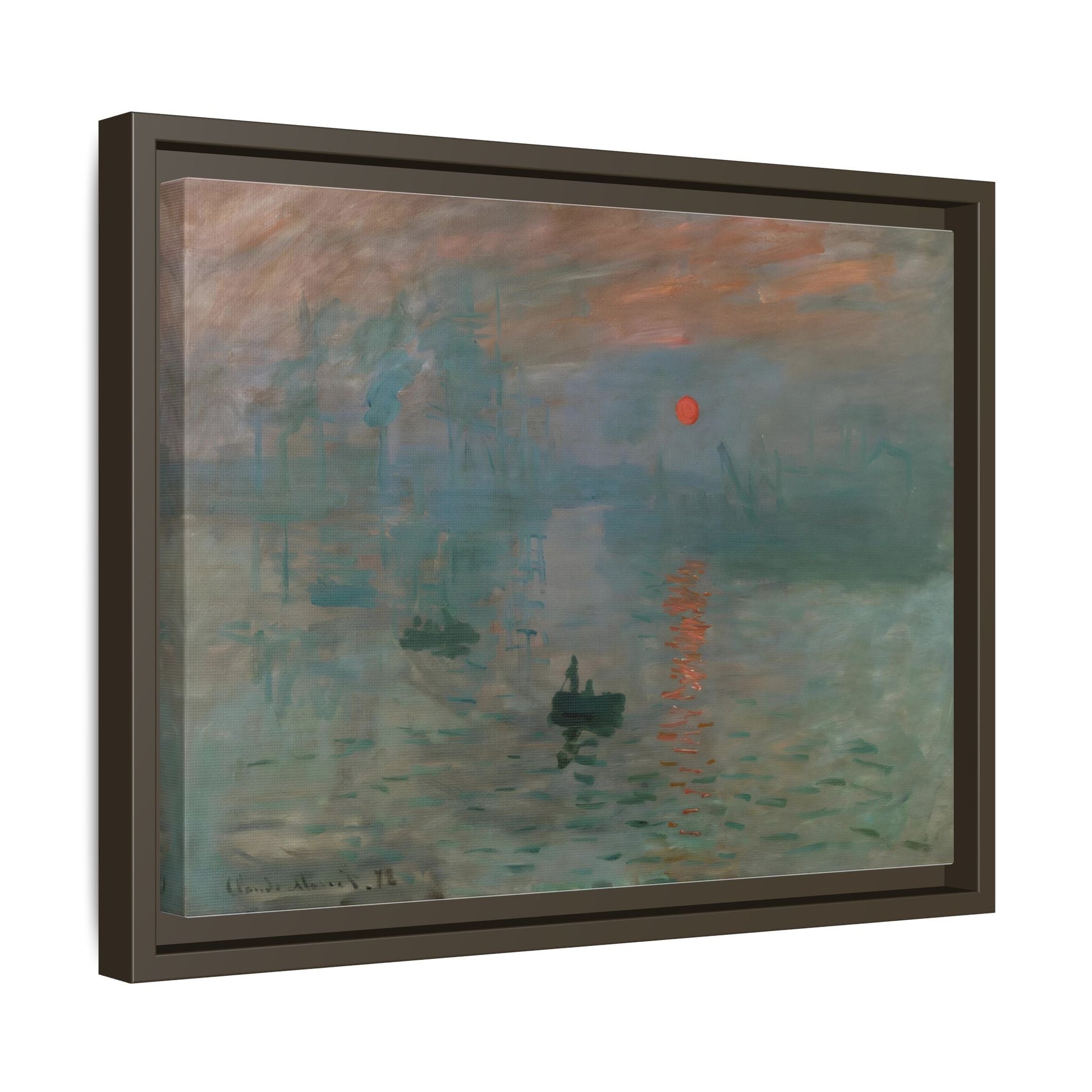 Abstract Monet Sunrise Canvas Wall Art Print - Framed Reproduction Prints