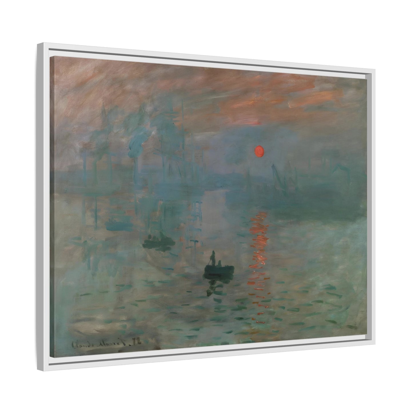 Abstract Monet Sunrise Canvas Wall Art Print - Framed Reproduction Prints