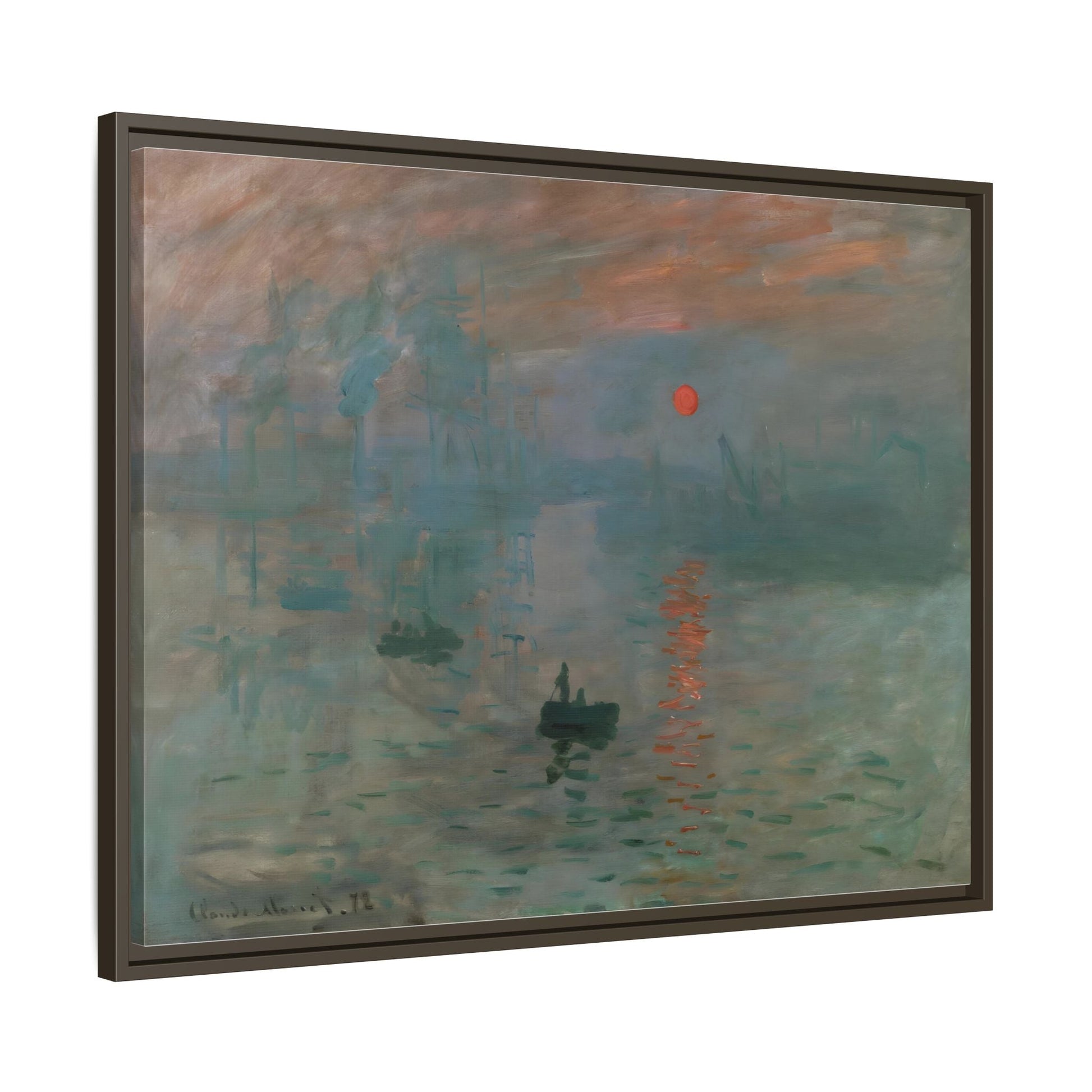 Abstract Monet Sunrise Canvas Wall Art Print - Framed Reproduction Prints