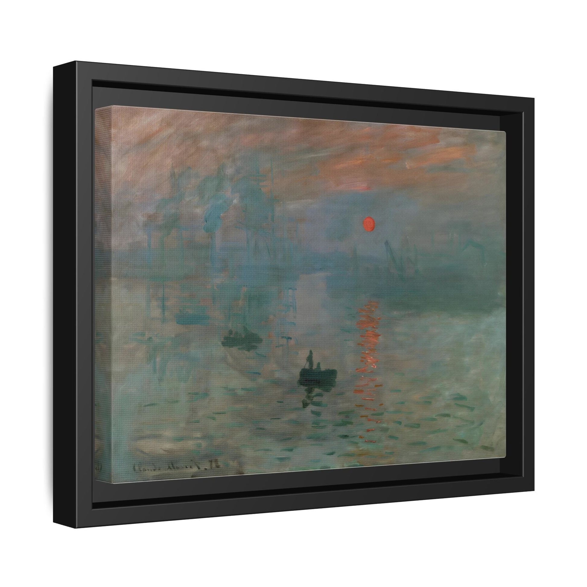 Abstract Monet Sunrise Canvas Wall Art Print - Framed Reproduction Prints