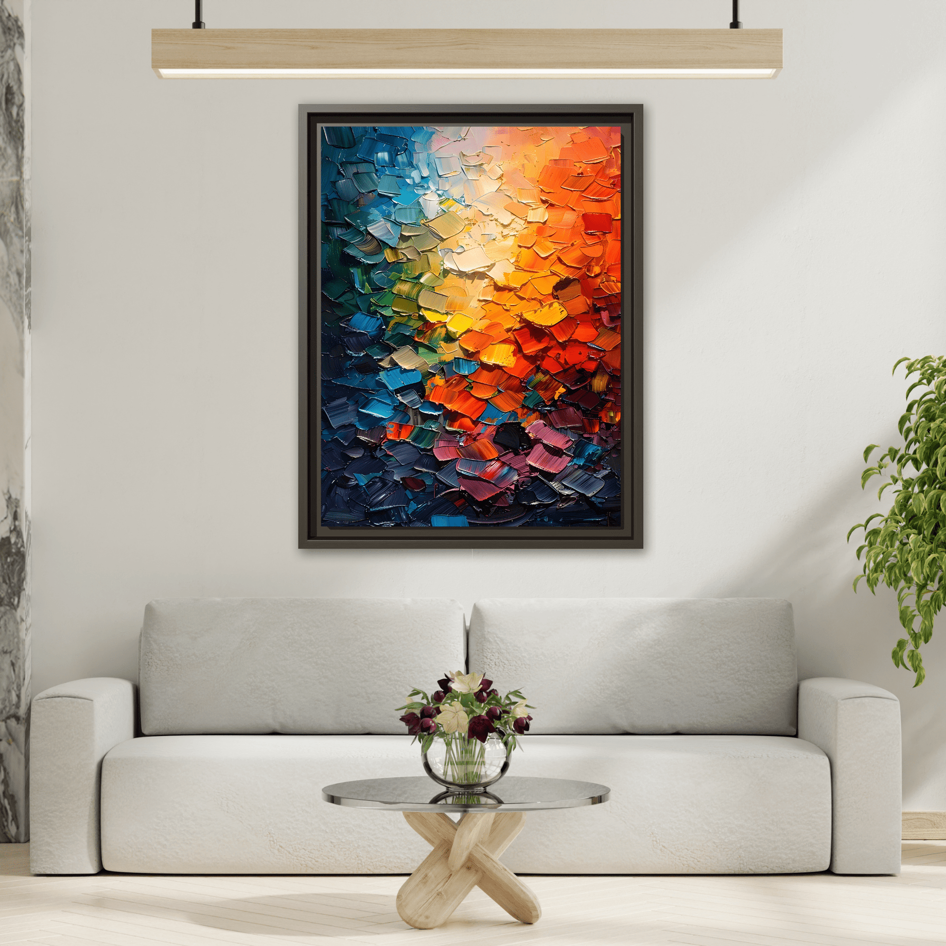 Abstract Multicolor Canvas Palette Knife Wall Art Modern Prints