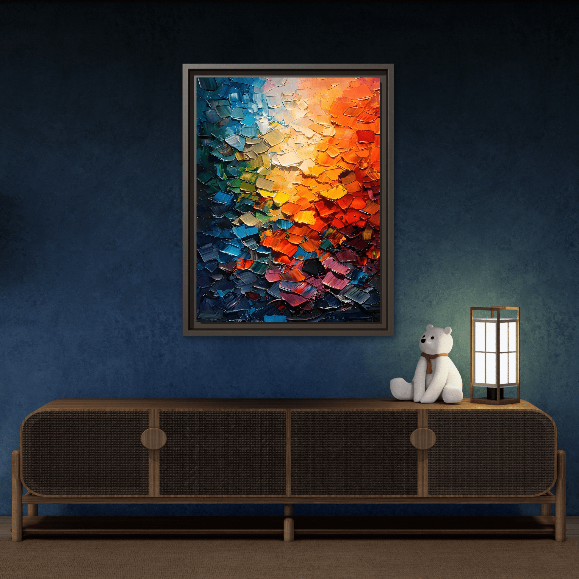 Abstract Multicolor Canvas Palette Knife Wall Art Modern Prints