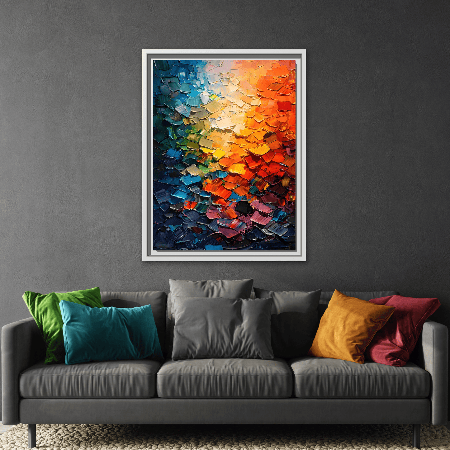 Abstract Multicolor Canvas Palette Knife Wall Art Modern Prints