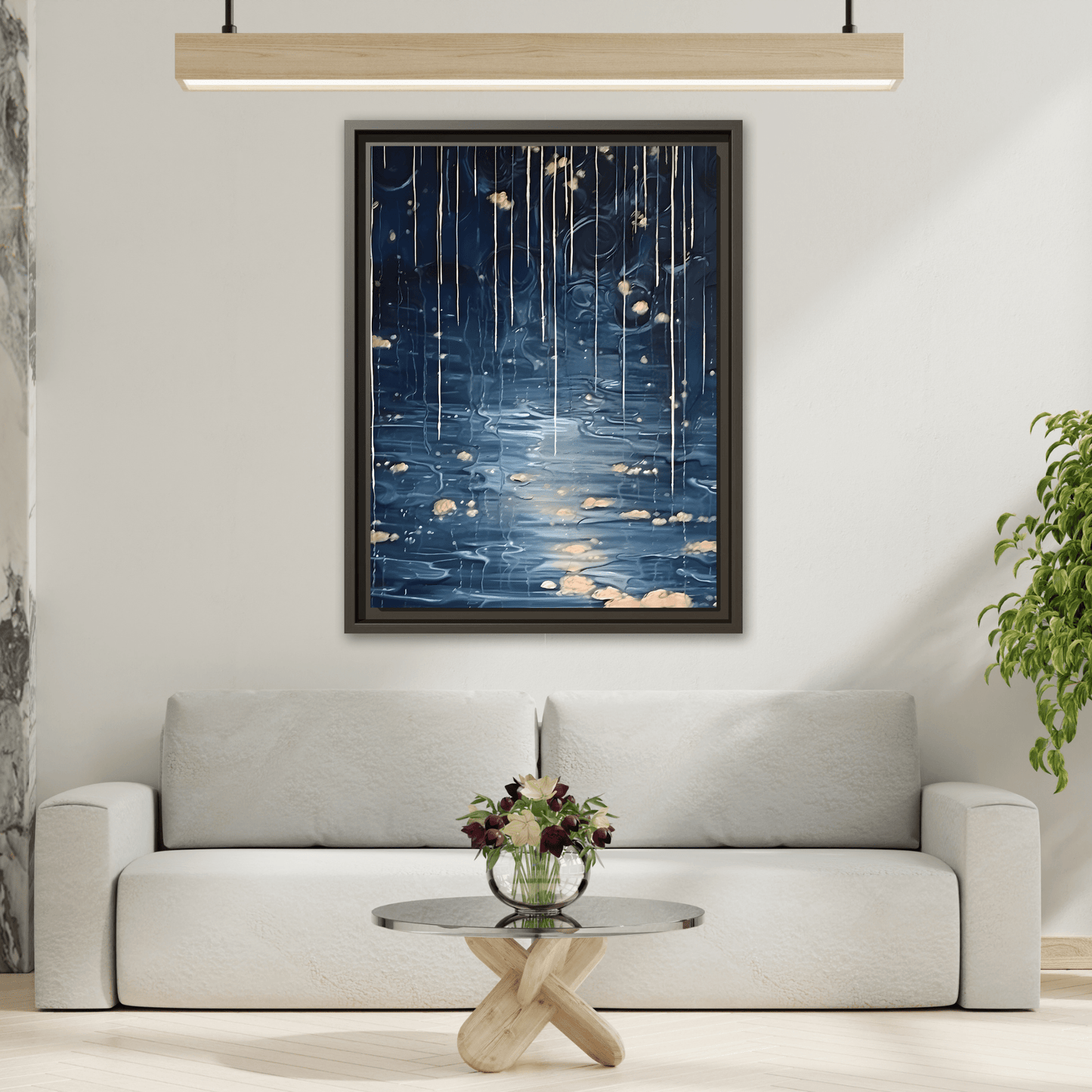 Abstract Rainy Night Canvas Wall Art - Minimalist Artwork Decor