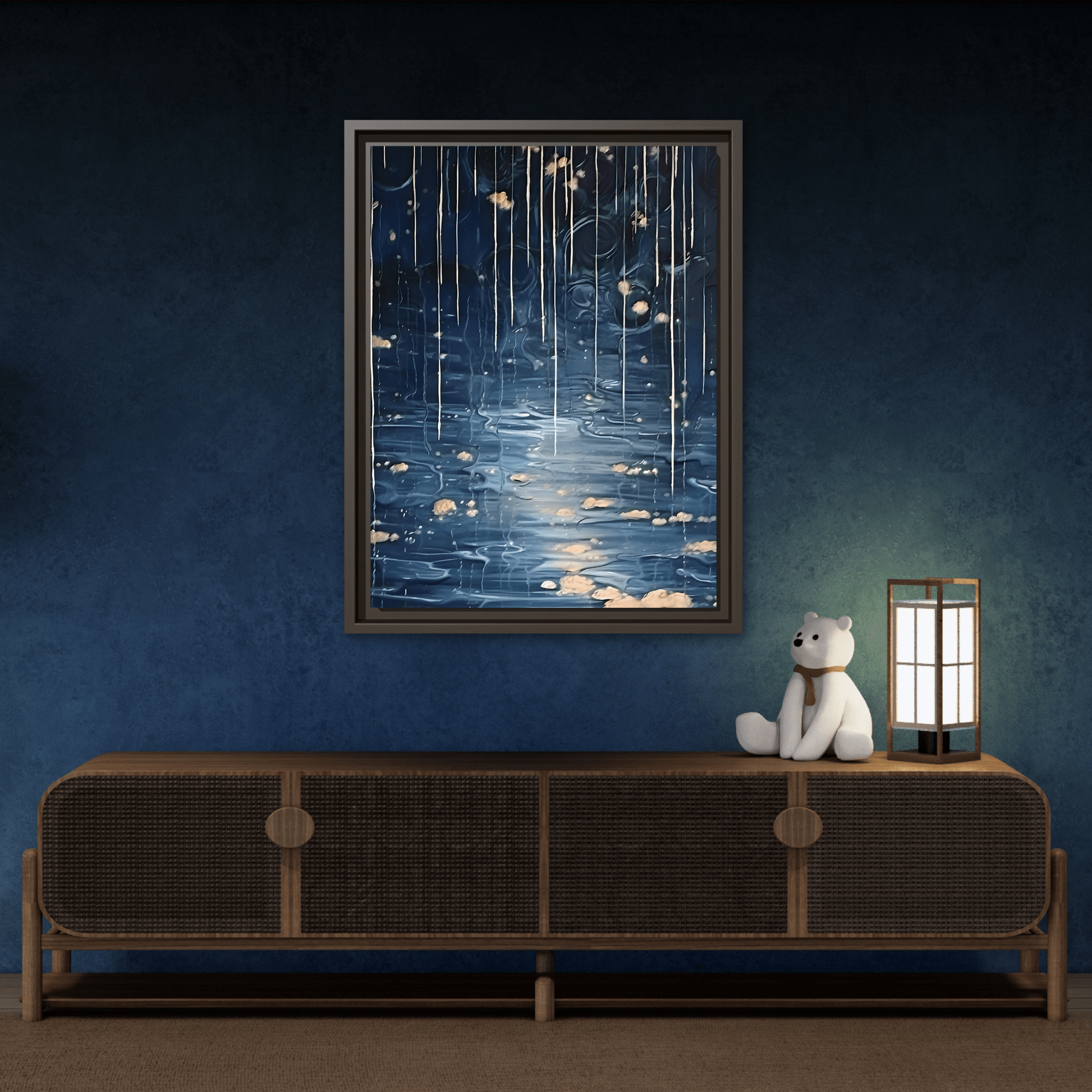 Abstract Rainy Night Canvas Wall Art - Minimalist Artwork Decor