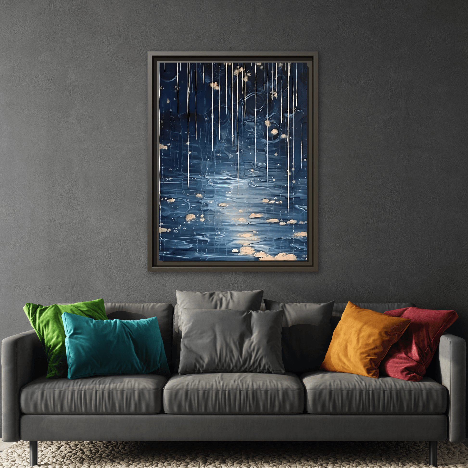 Abstract Rainy Night Canvas Wall Art - Minimalist Artwork Decor
