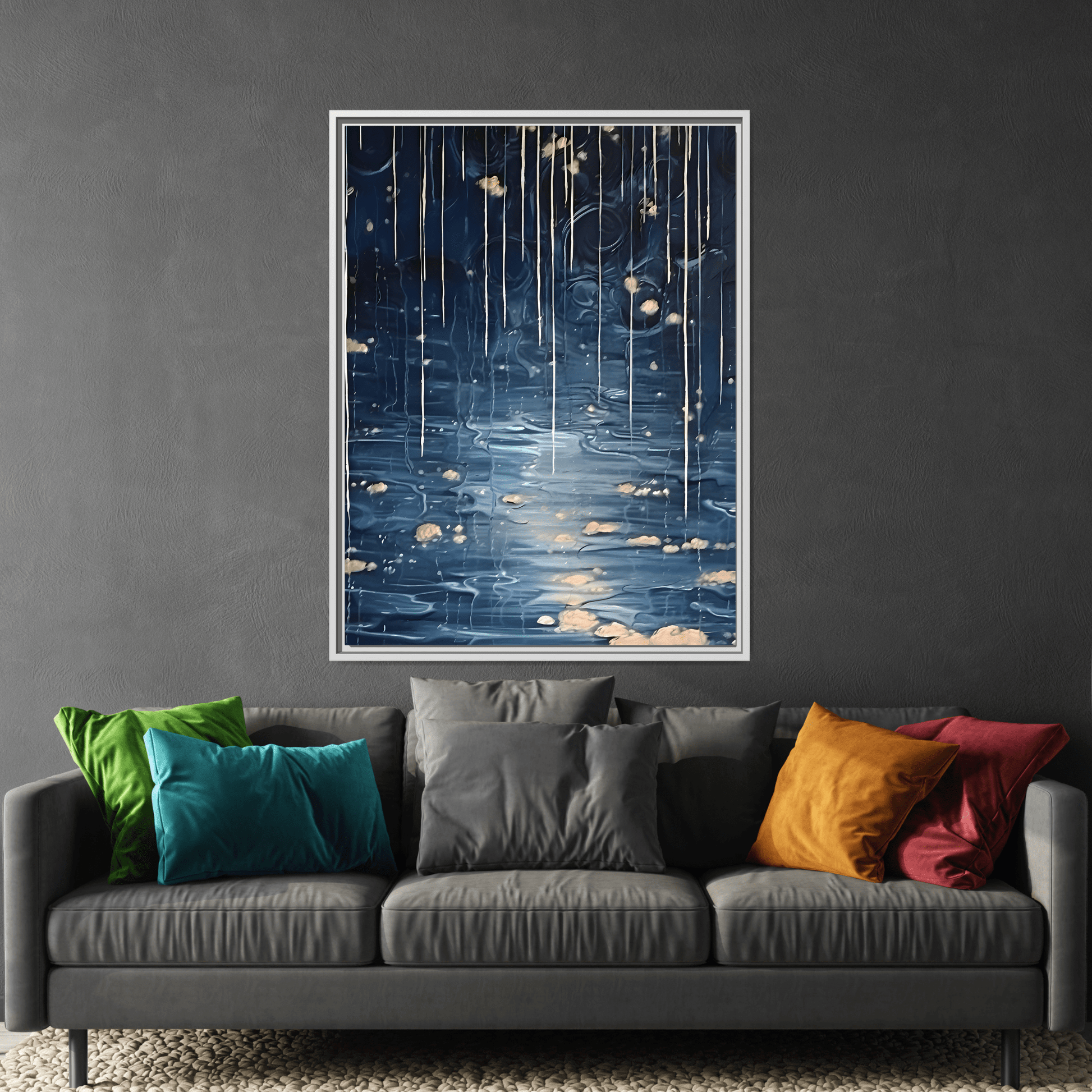 Abstract Rainy Night Canvas Wall Art - Minimalist Artwork Decor