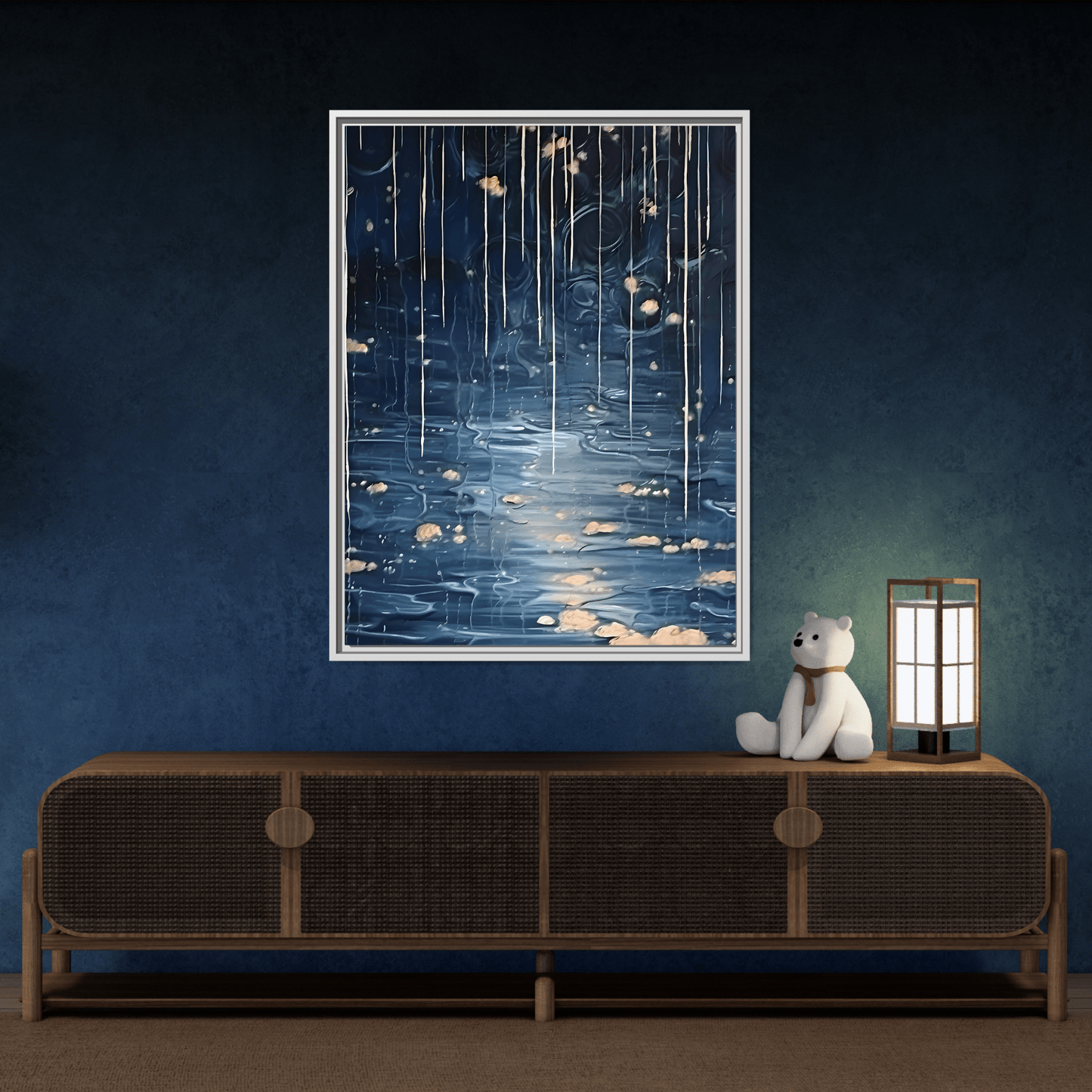 Abstract Rainy Night Canvas Wall Art - Minimalist Artwork Decor