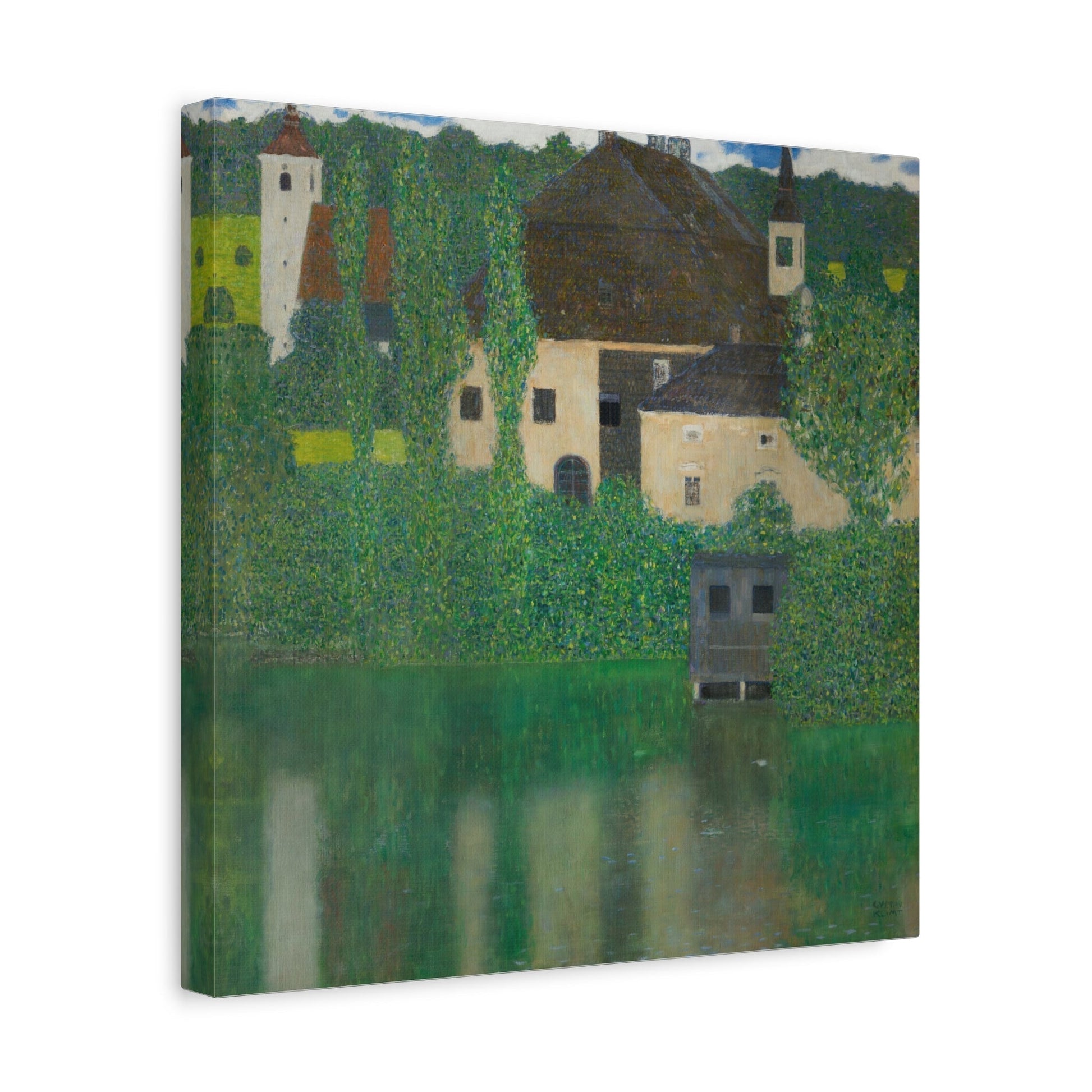 Abstract Water Castle Canvas Prints - Green Klimt Art Wall Print