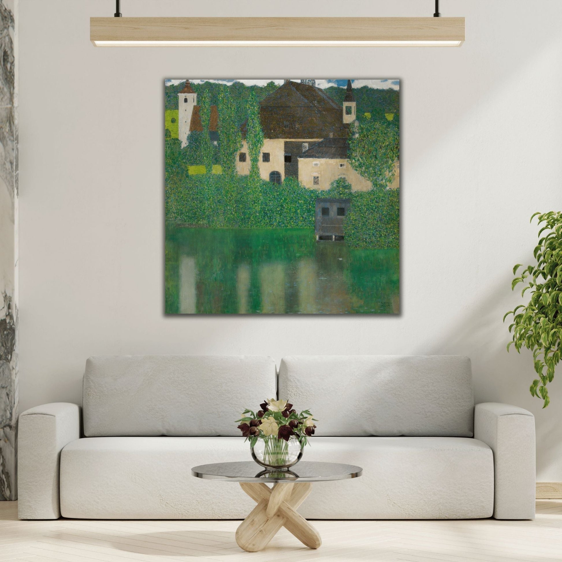 Abstract Water Castle Canvas Prints - Green Klimt Art Wall Print