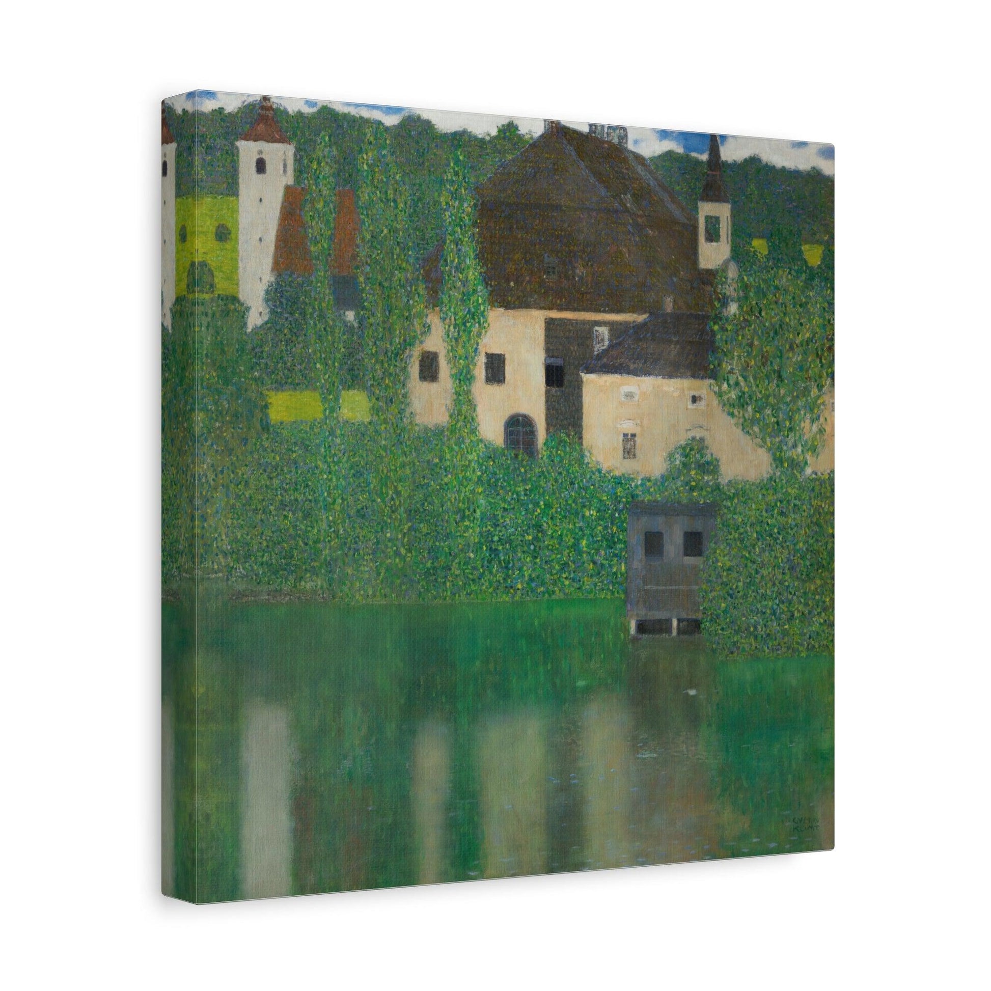 Abstract Water Castle Canvas Prints - Green Klimt Art Wall Print