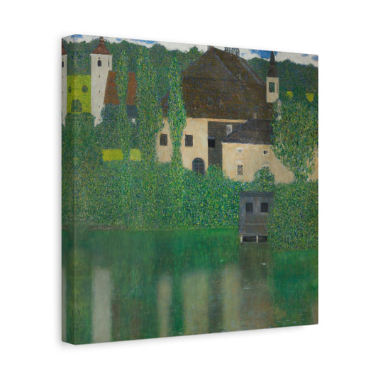 Abstract Water Castle Canvas Prints - Green Klimt Art Wall Print