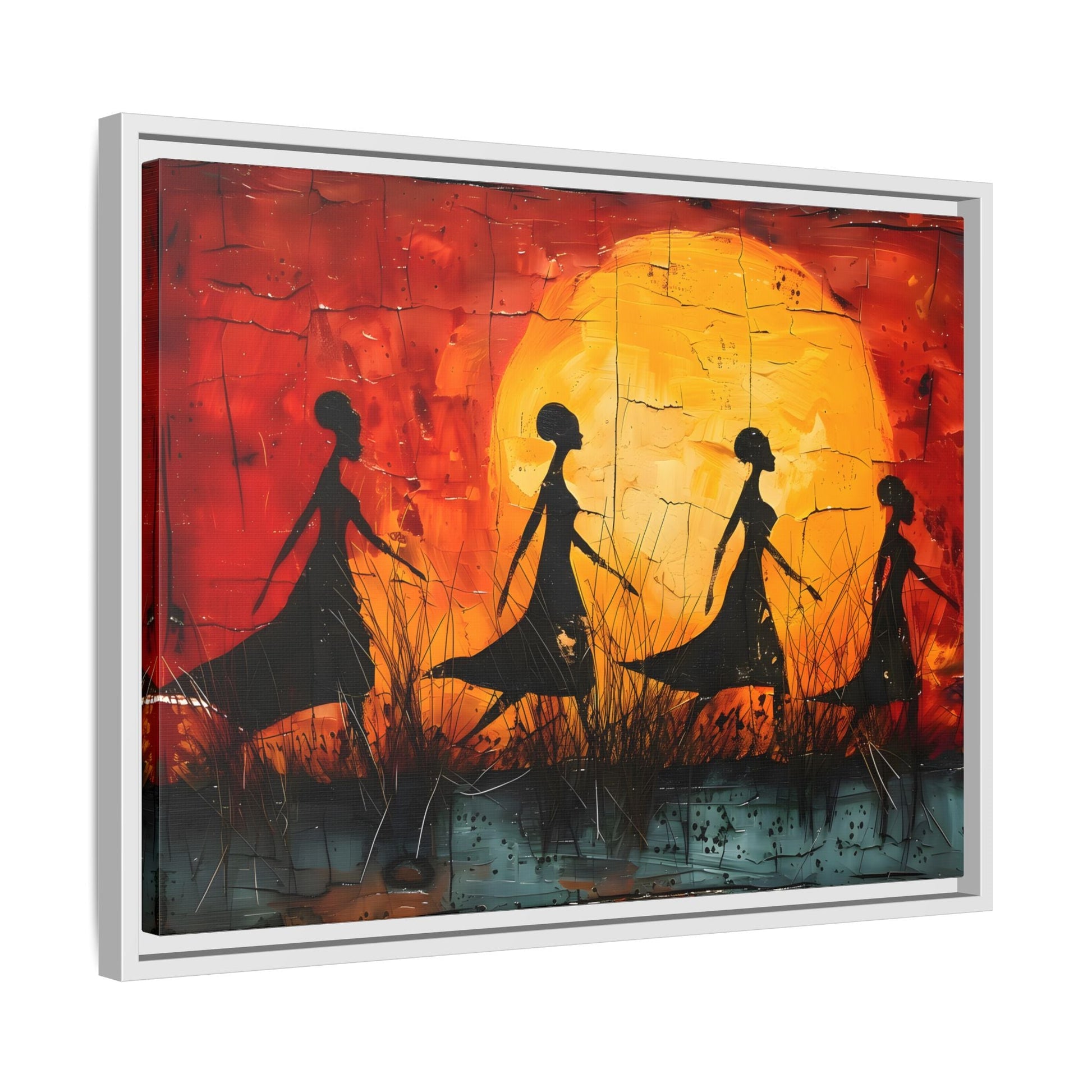 African Women's Sunset Wall Art Modern Canvas Prints