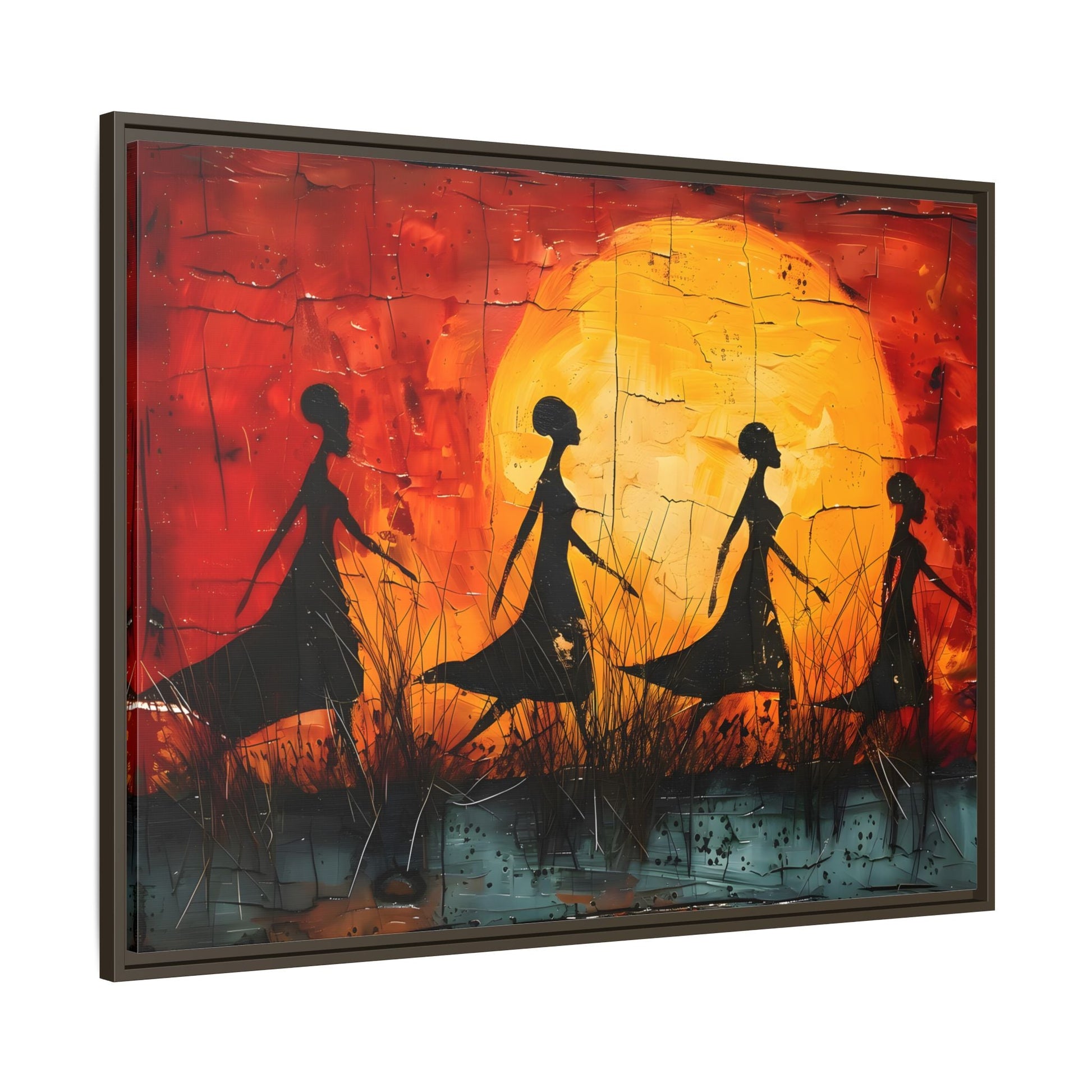 African Women's Sunset Wall Art Modern Canvas Prints