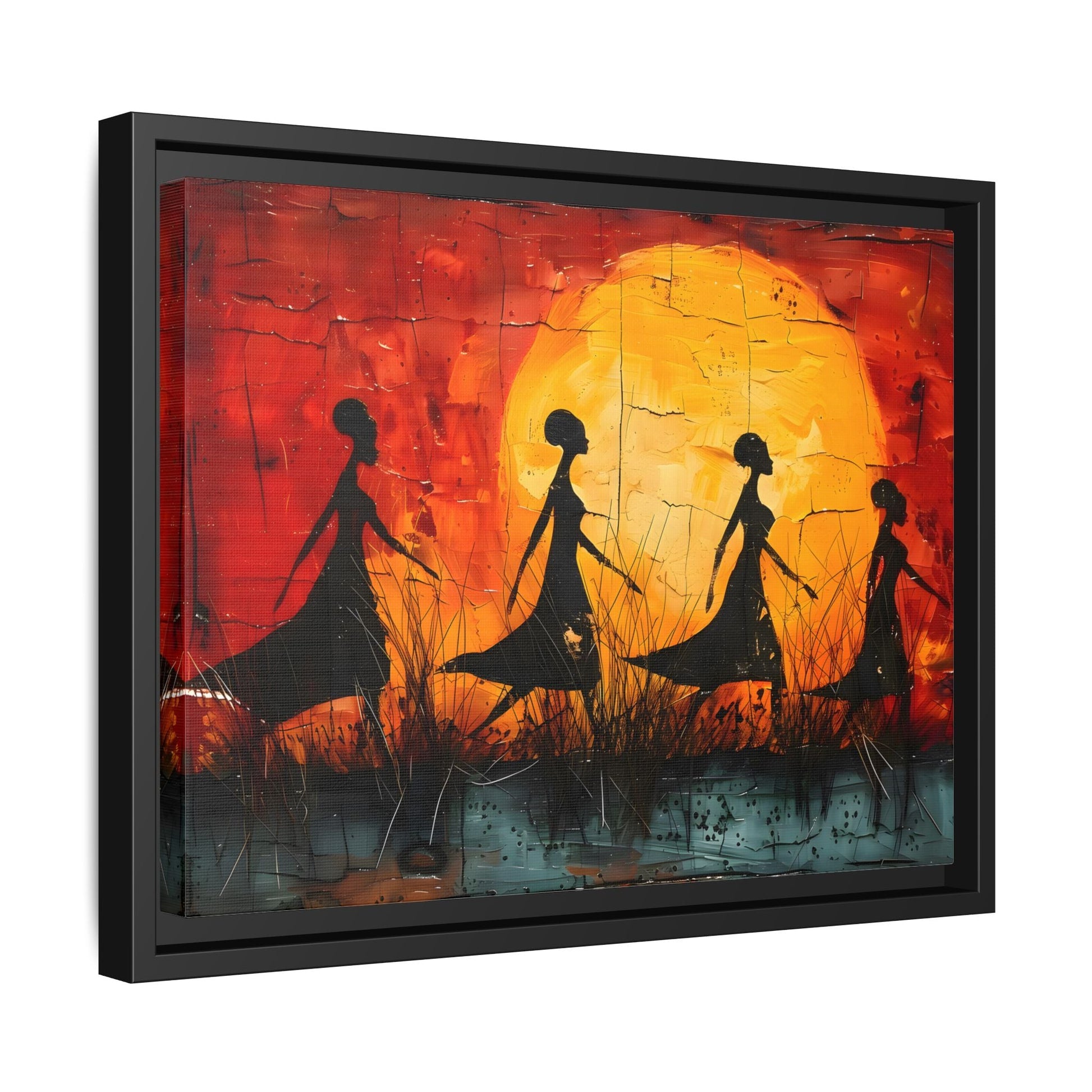 African Women's Sunset Wall Art Modern Canvas Prints