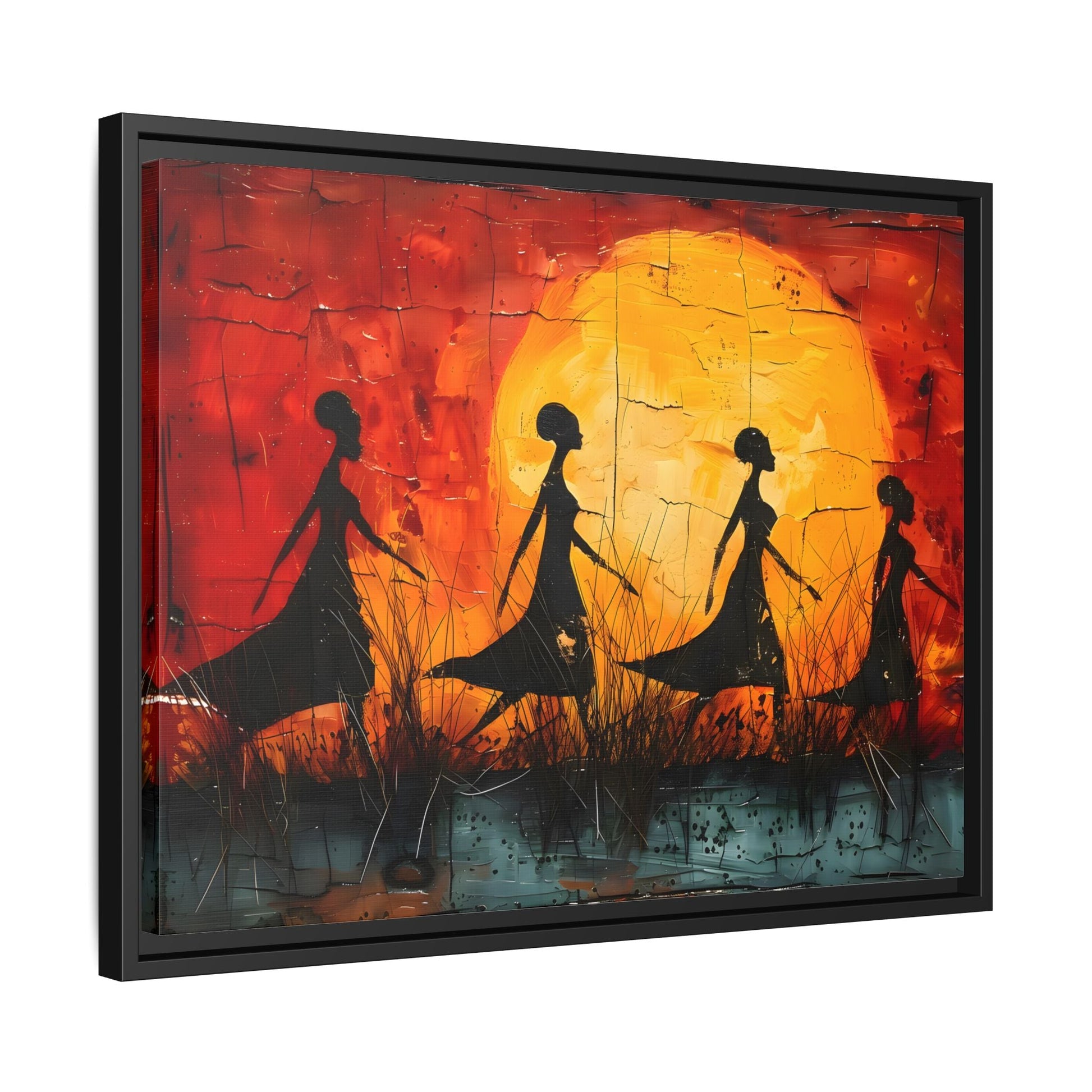 African Women's Sunset Wall Art Modern Canvas Prints