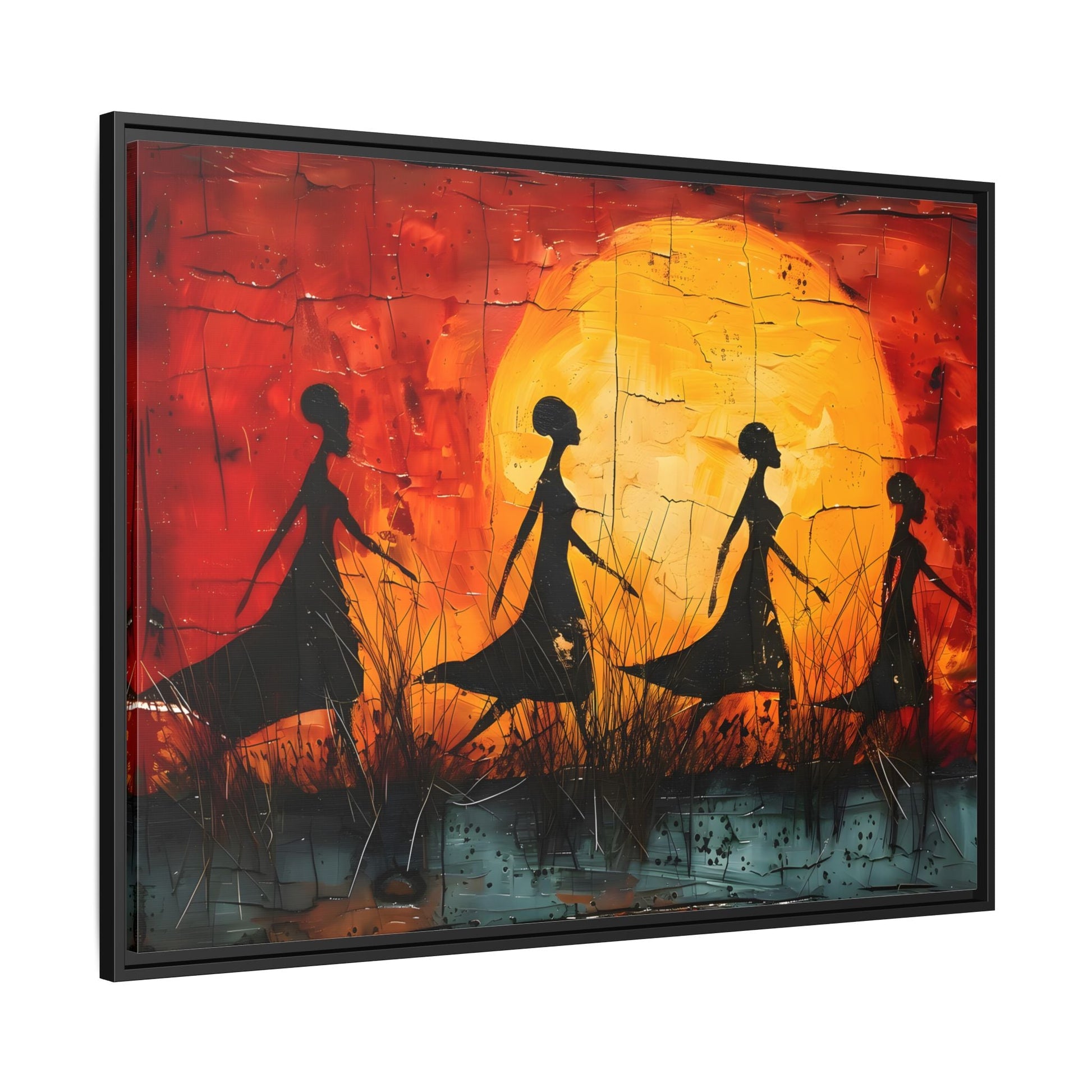 African Women's Sunset Wall Art Modern Canvas Prints