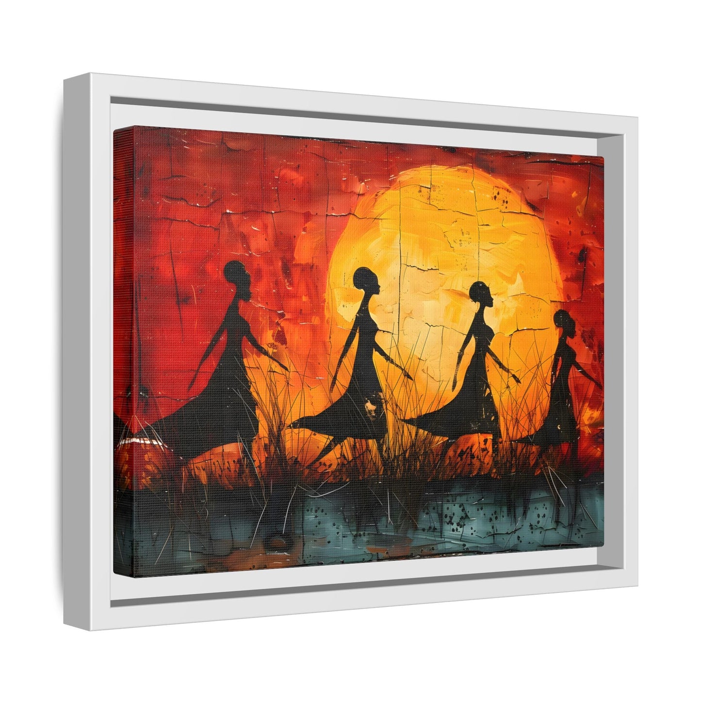 African Women's Sunset Wall Art Modern Canvas Prints