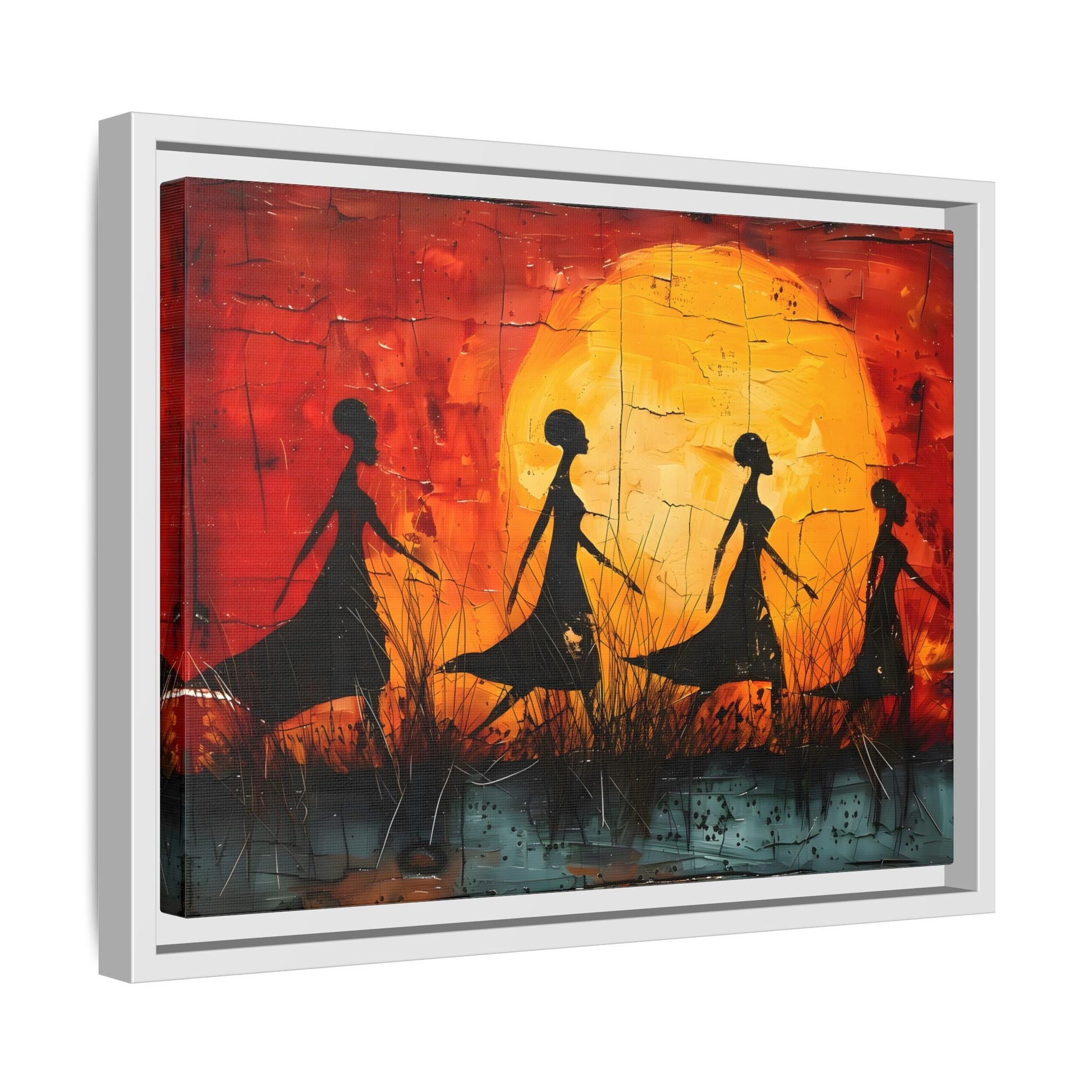 African Women's Sunset Wall Art Modern Canvas Prints