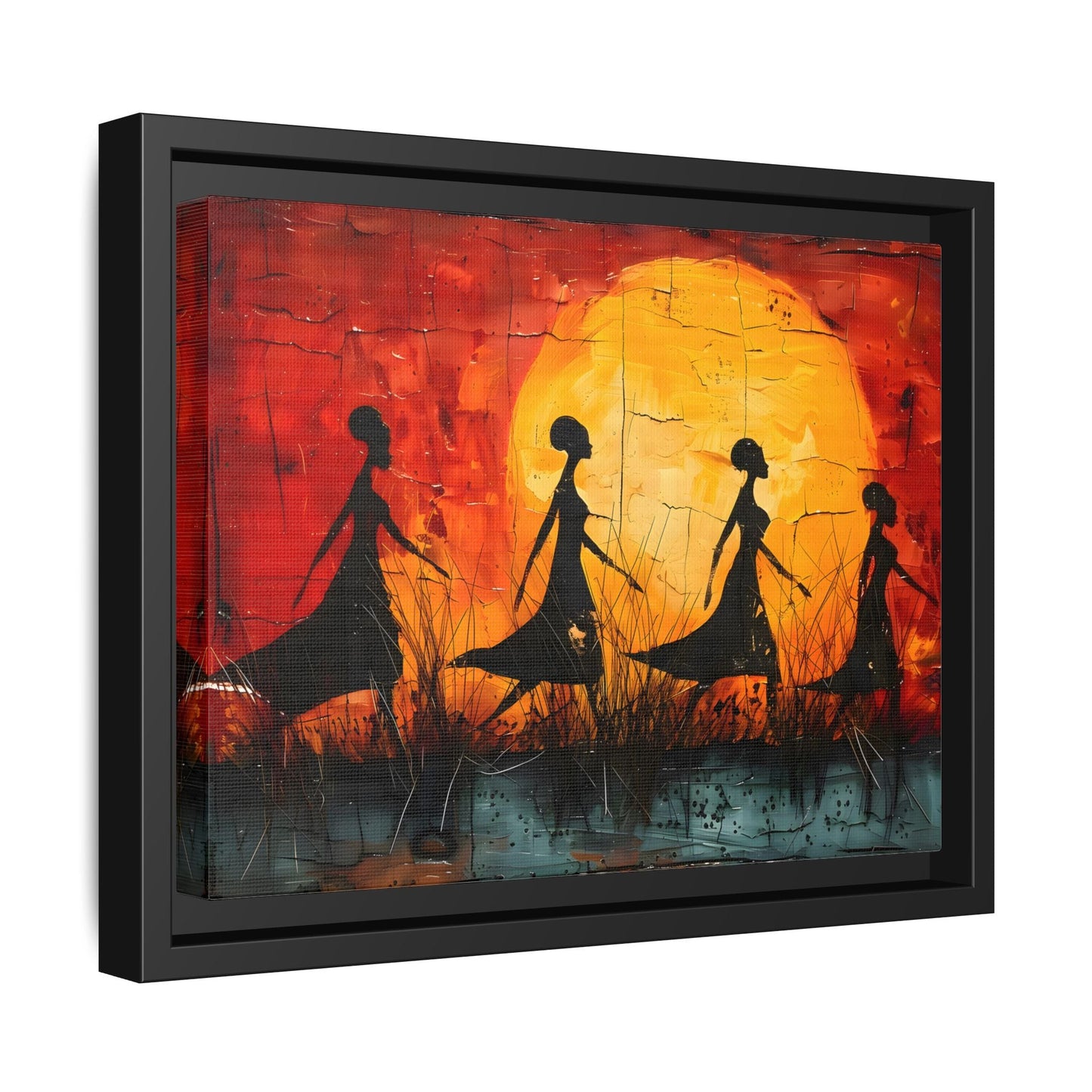 African Women's Sunset Wall Art Modern Canvas Prints