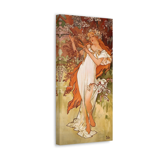 Alphonse Mucha Four Seasons Spring Canvas Print - Vibrant Pastel Hues Wall Art