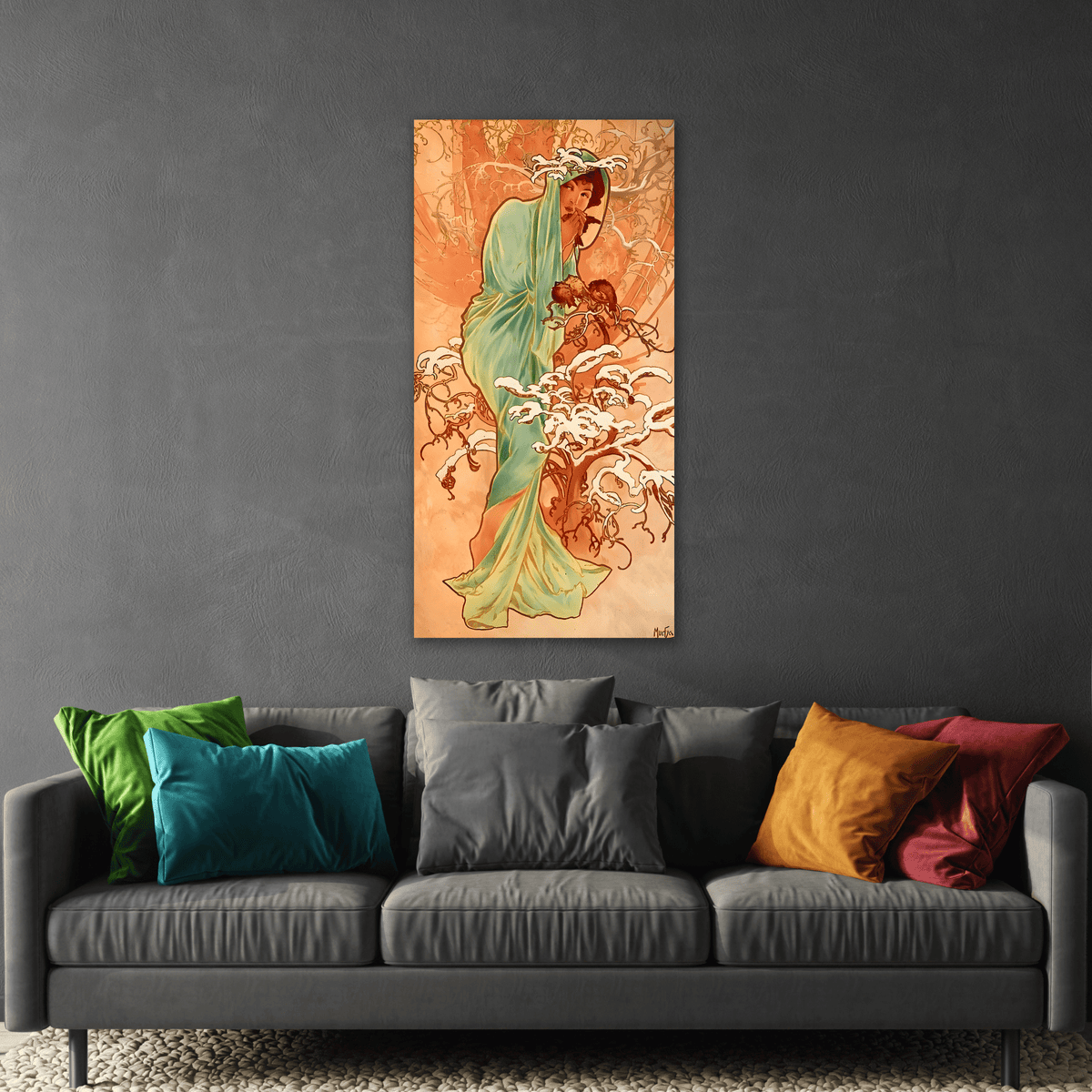 Alphonse Mucha Winter Canvas Wall Art Print - YesArtYes