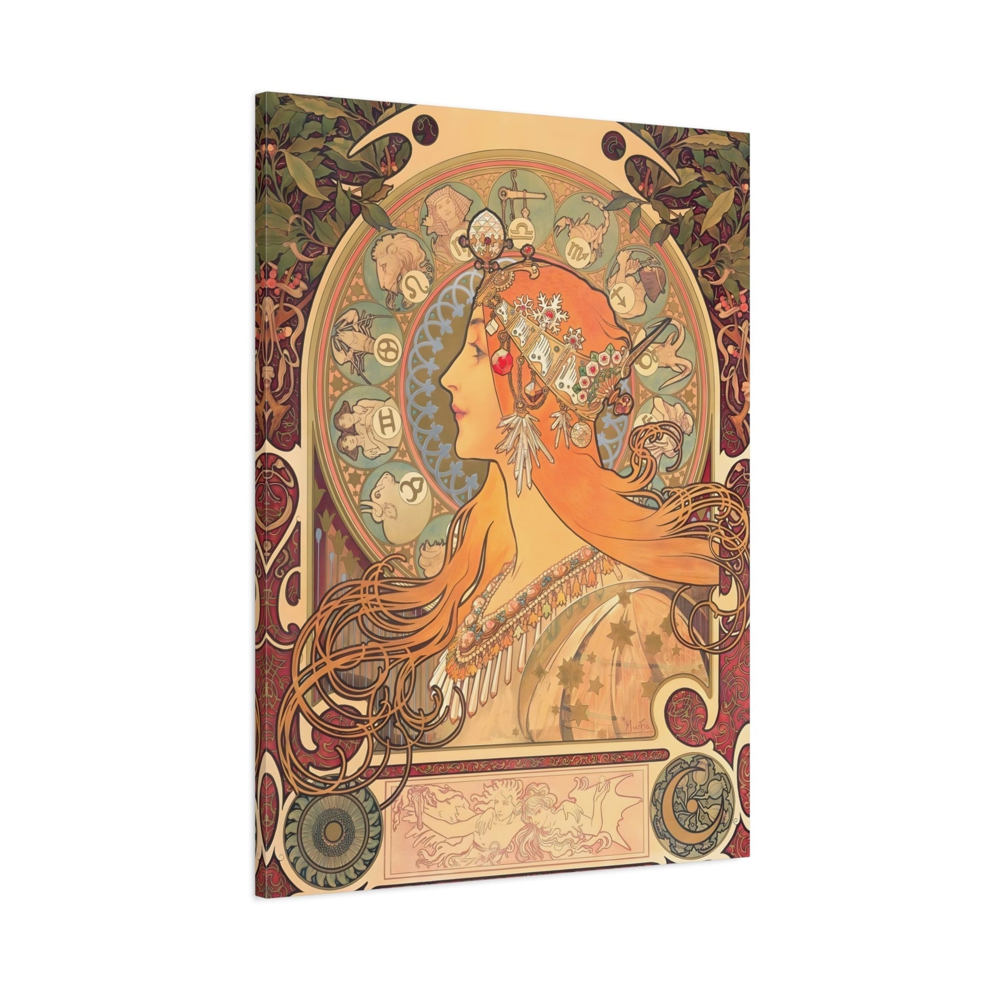 Alphonse Mucha Zodiac - Canvas Wall Art Reproduction Print