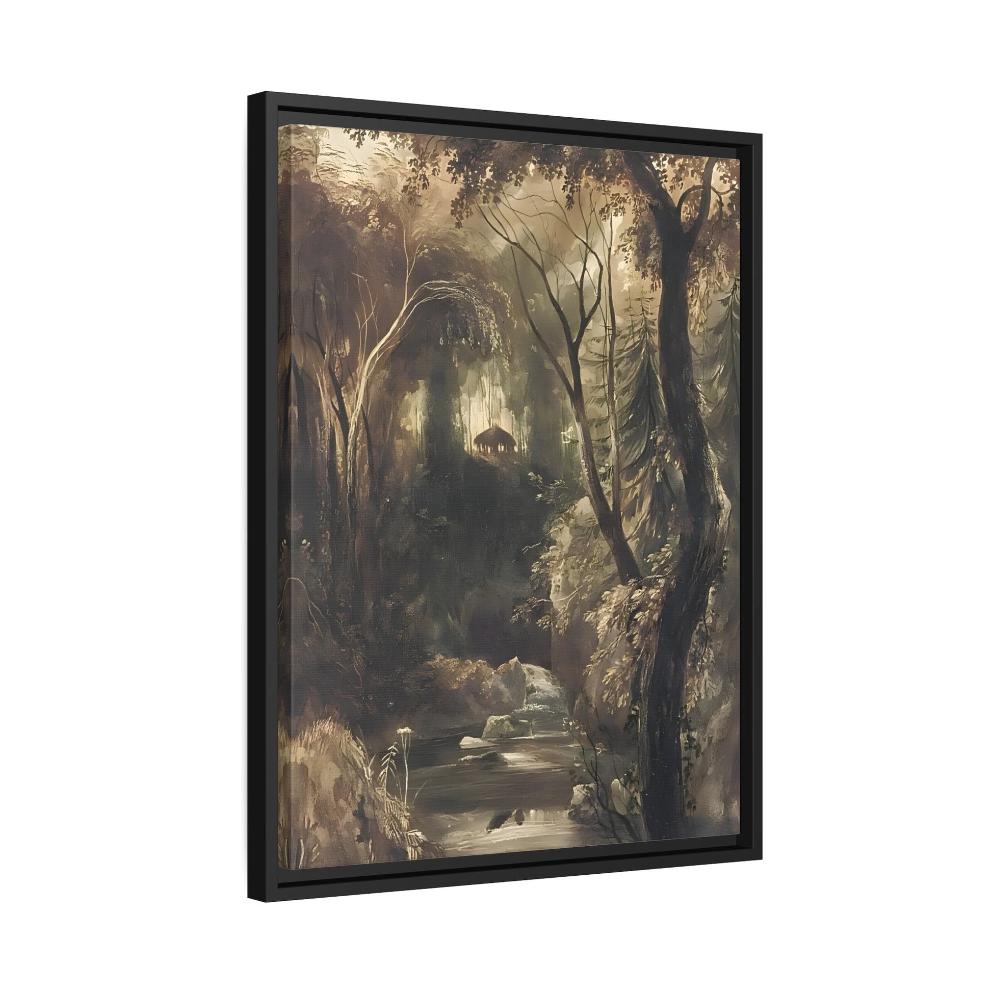 Andrew Nicholl Collins - Framed Canvas Art Reproduction in Pinewood Frame